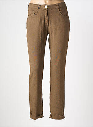 Pantalon slim tissage popeline taille normale marron EAST DRIVE femme