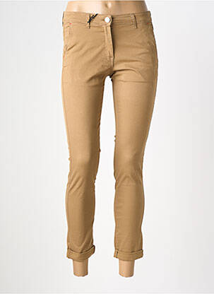 Pantalon chino tissage popeline taille normale marron EAST DRIVE femme