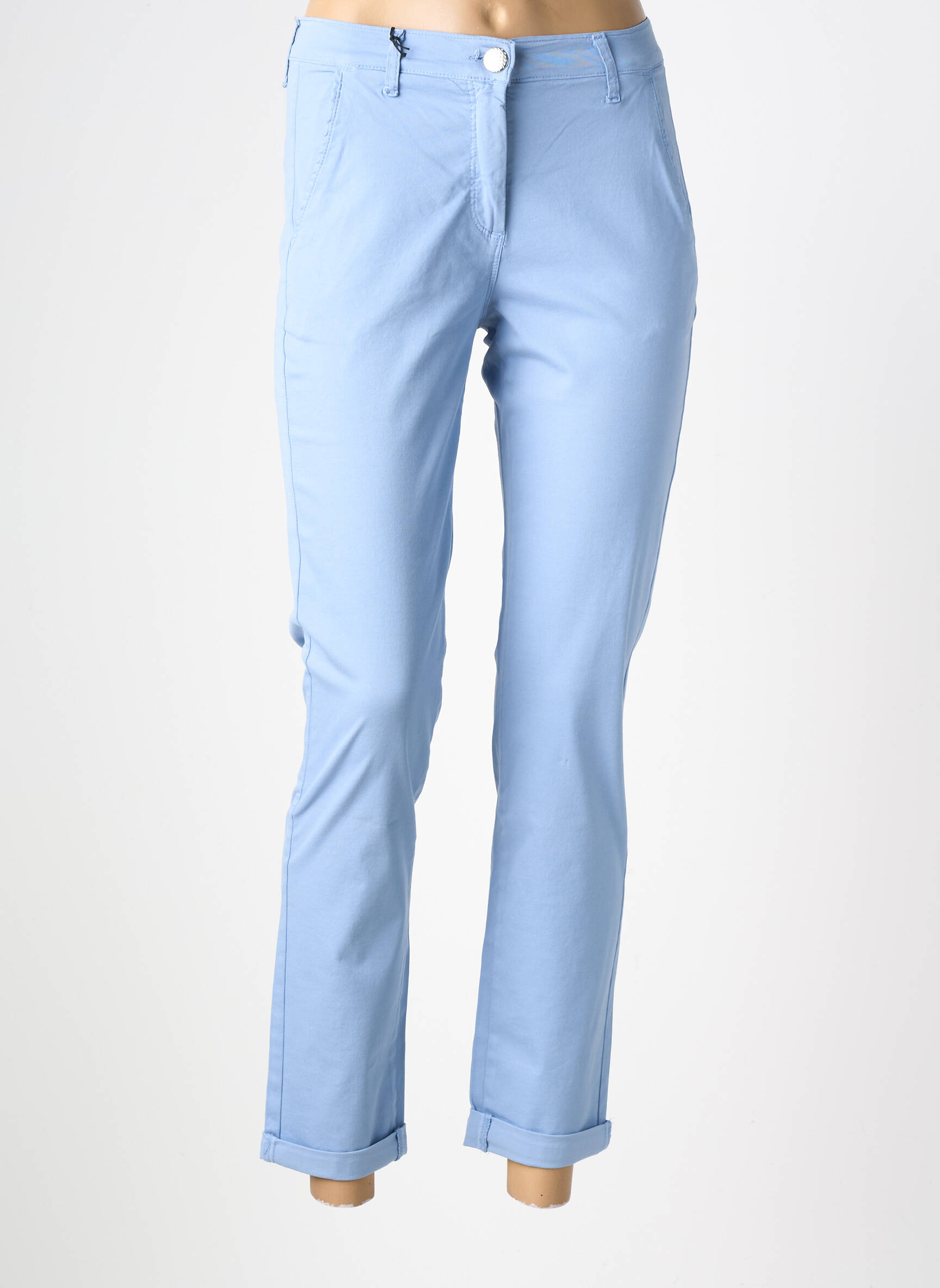 Pantalon chino tissage popeline taille normale bleu EAST DRIVE femme
