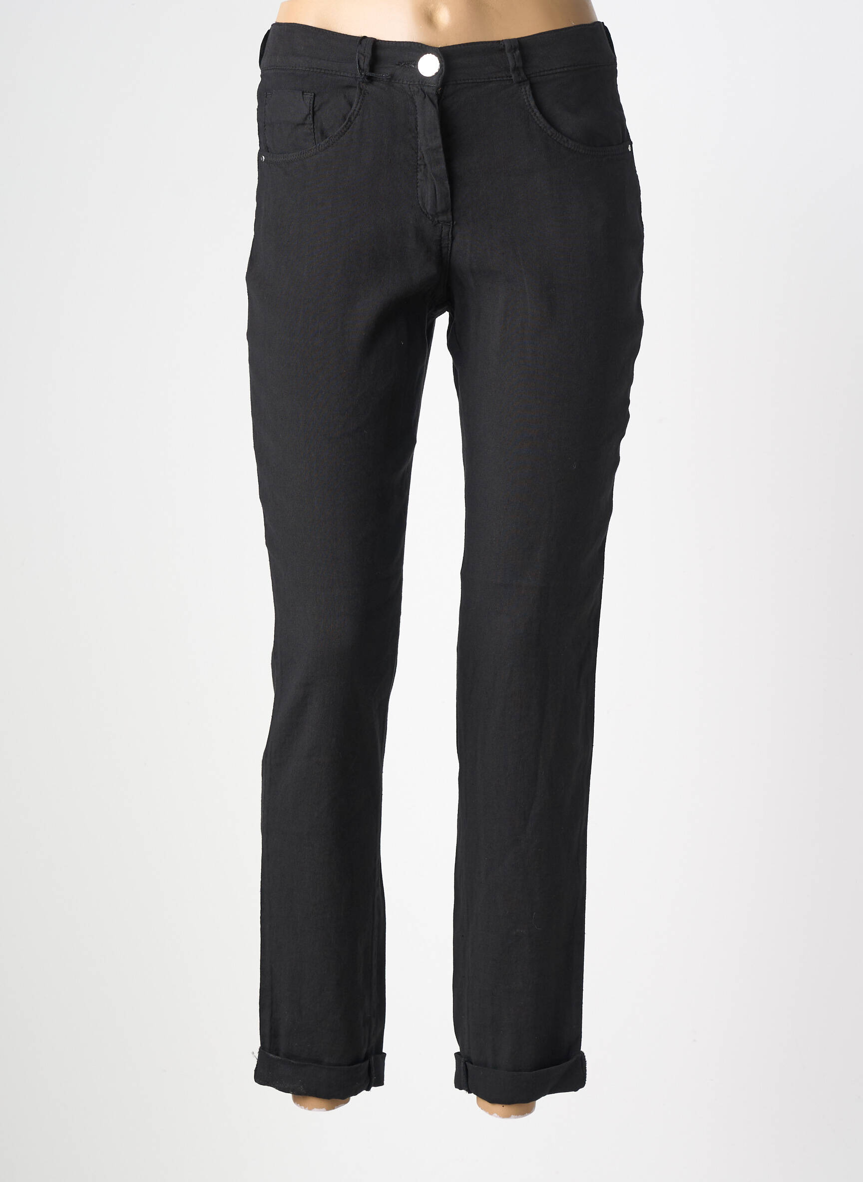 Pantalon slim tissage popeline taille normale noir EAST DRIVE femme