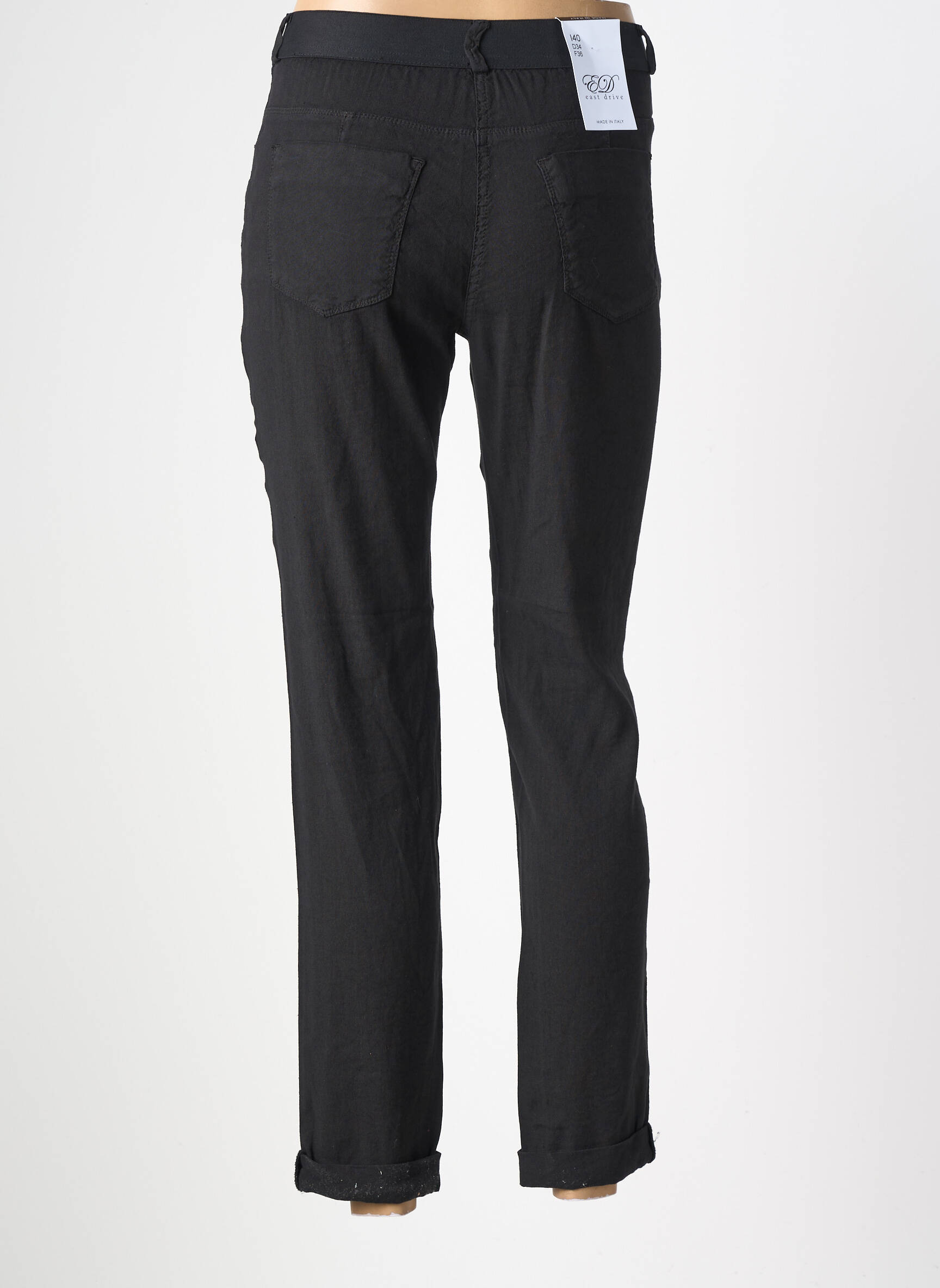Pantalon slim tissage popeline taille normale noir EAST DRIVE femme