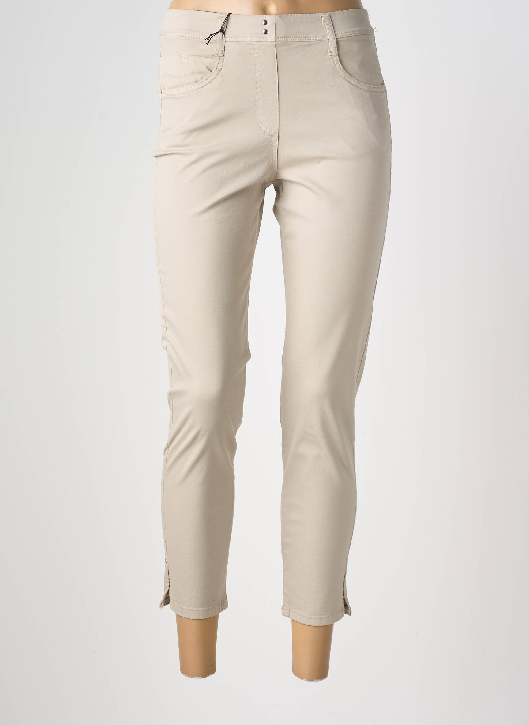 Pantalon 7/8 stretch taille normale beige EAST DRIVE femme