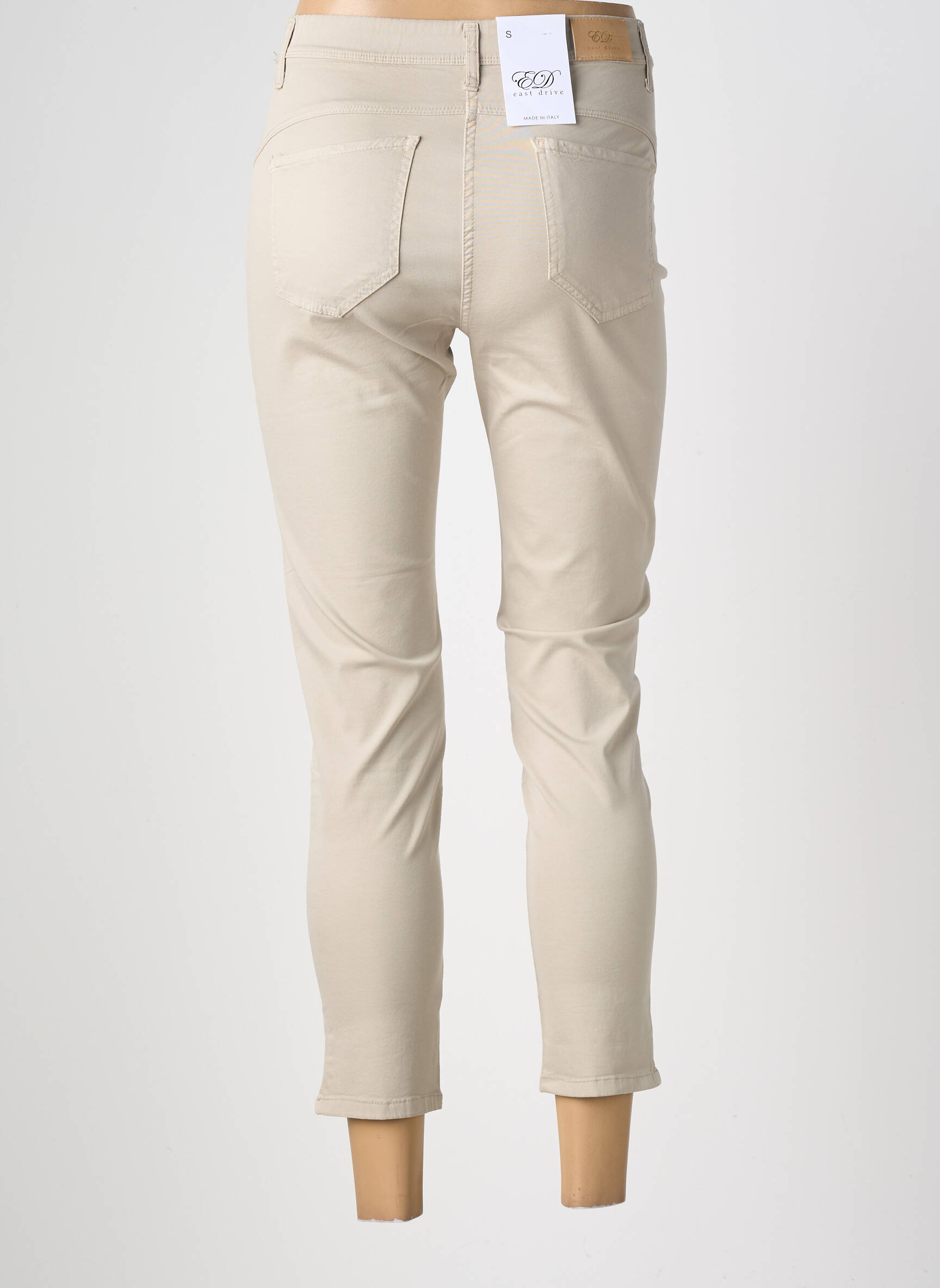 Pantalon 7/8 stretch taille normale beige EAST DRIVE femme