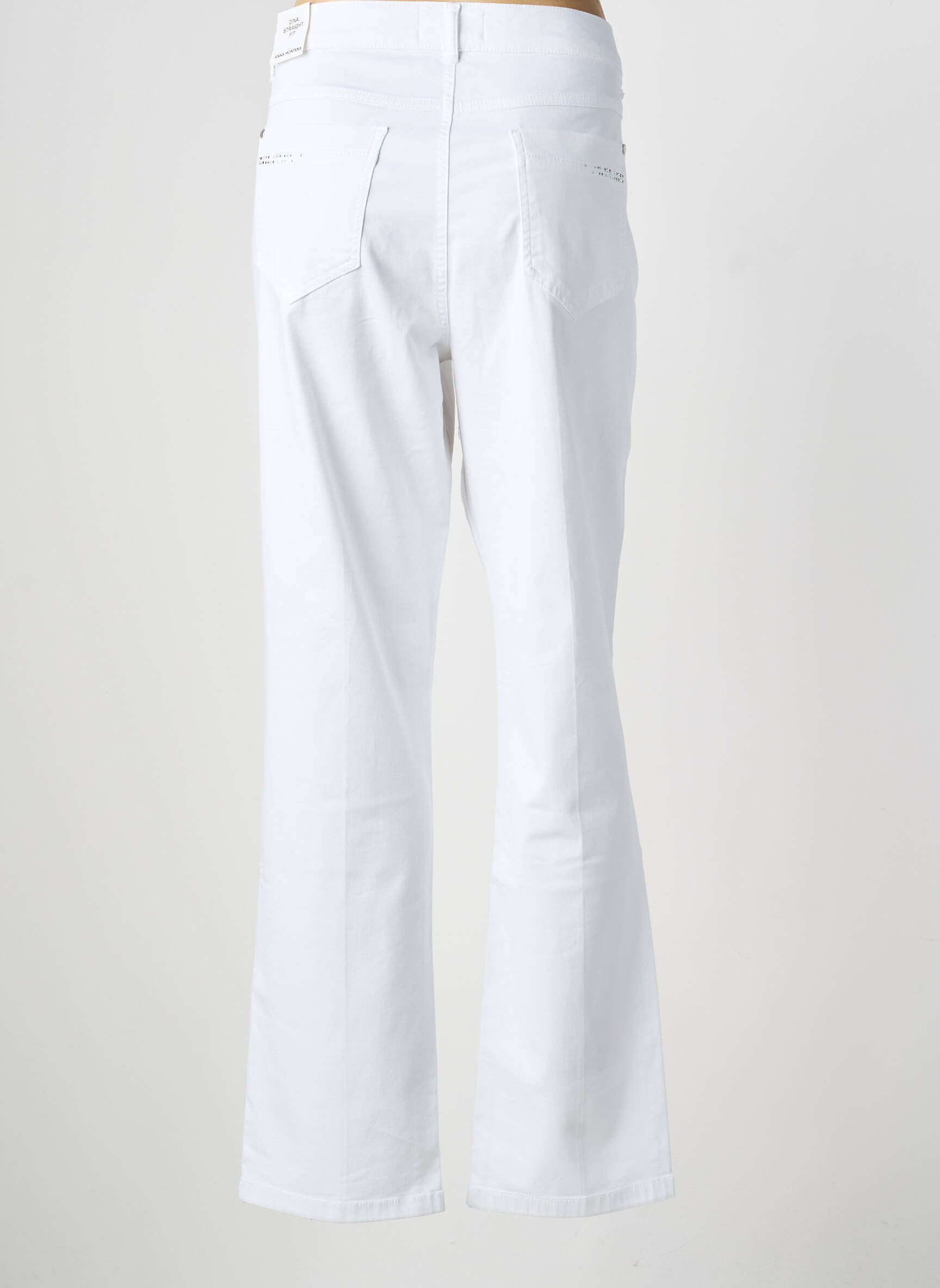 Pantalon droit stretch taille normale blanc ANNA MONTANA femme