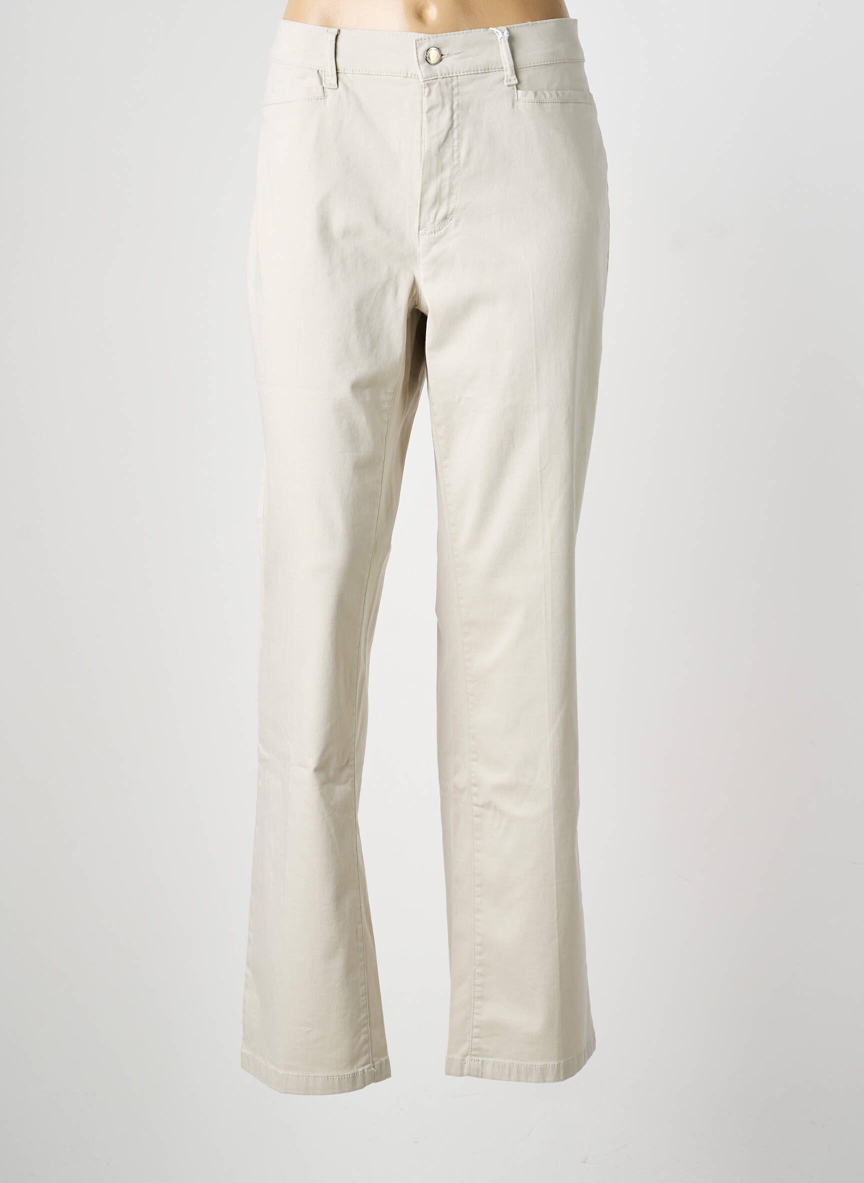 Pantalon droit stretch taille normale beige ANNA MONTANA femme