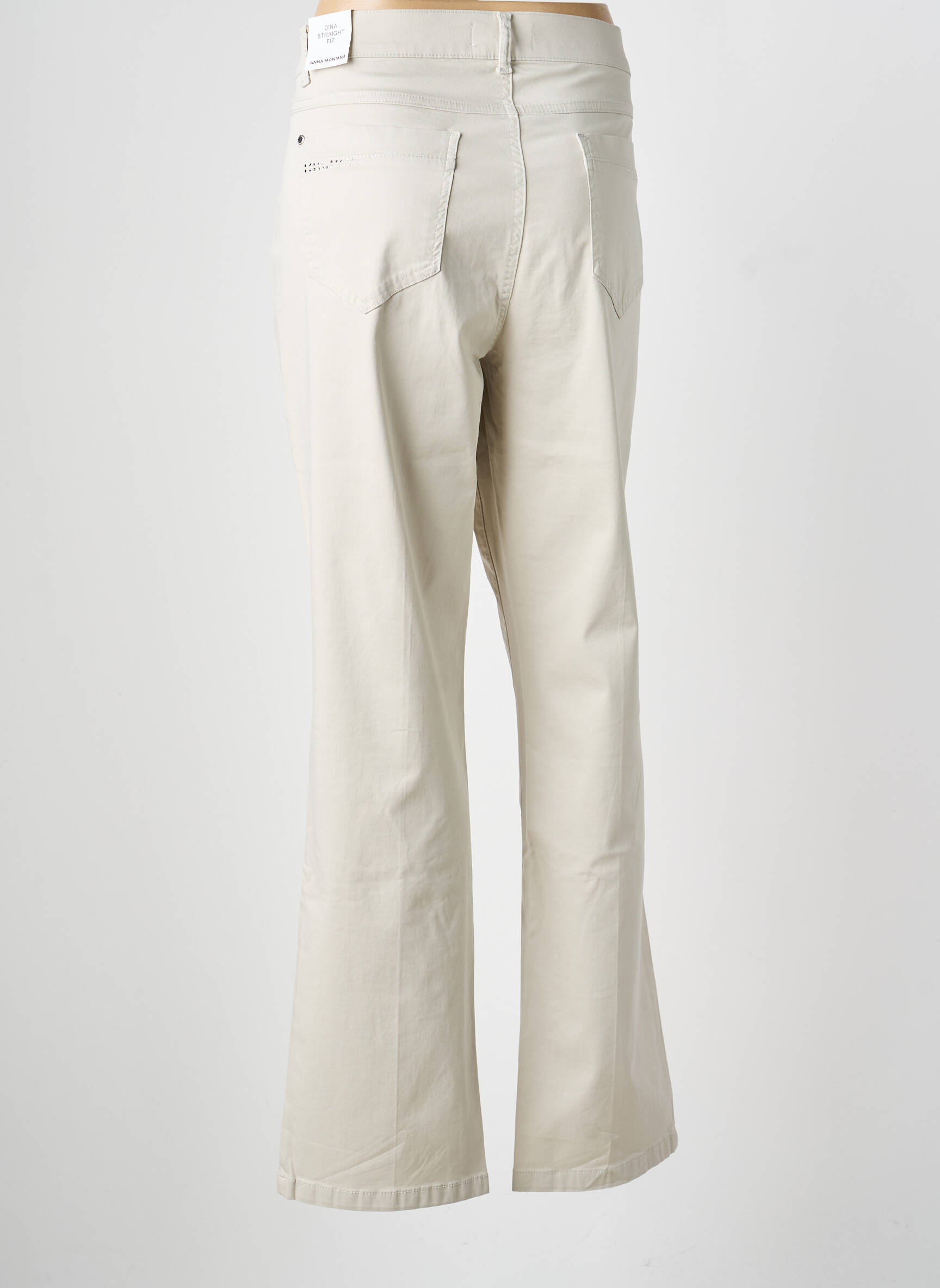 Pantalon droit stretch taille normale beige ANNA MONTANA femme