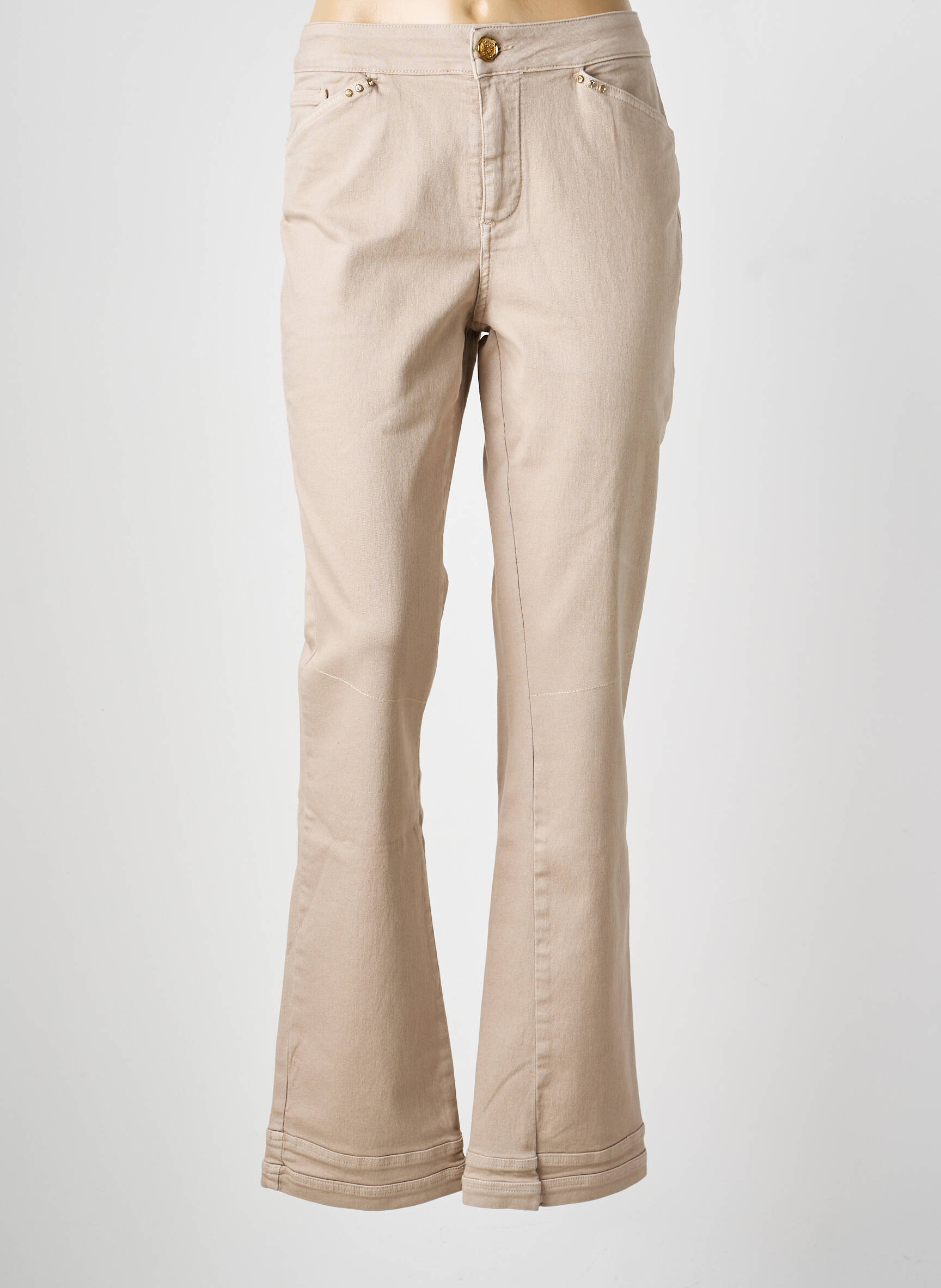 Jeans coupe droite stretch taille normale beige ELISA CAVALETTI femme