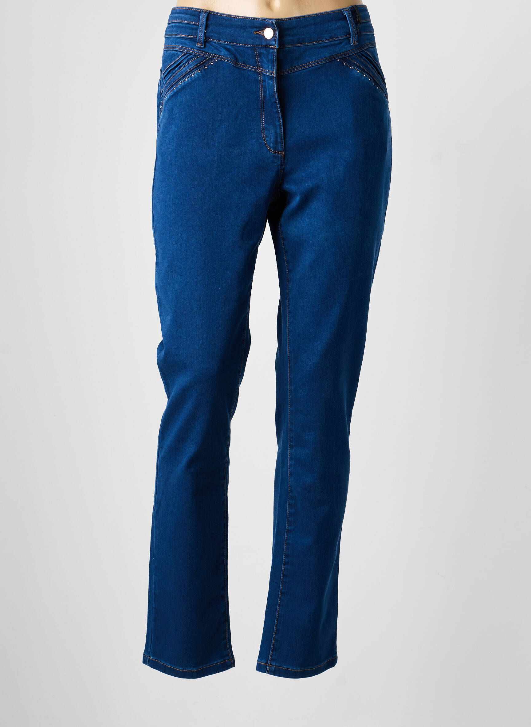 Jeans coupe slim tissage brut taille normale bleu JULIE GUERLANDE femme