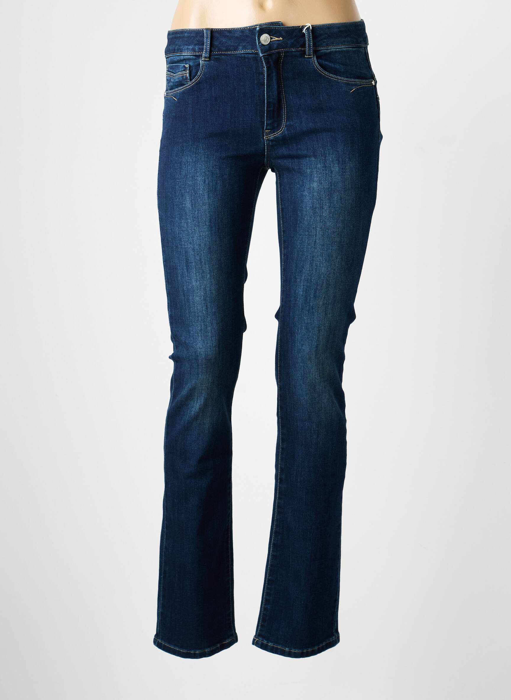 Jeans coupe slim tissage brut taille normale bleu C'EST BEAU LA VIE femme