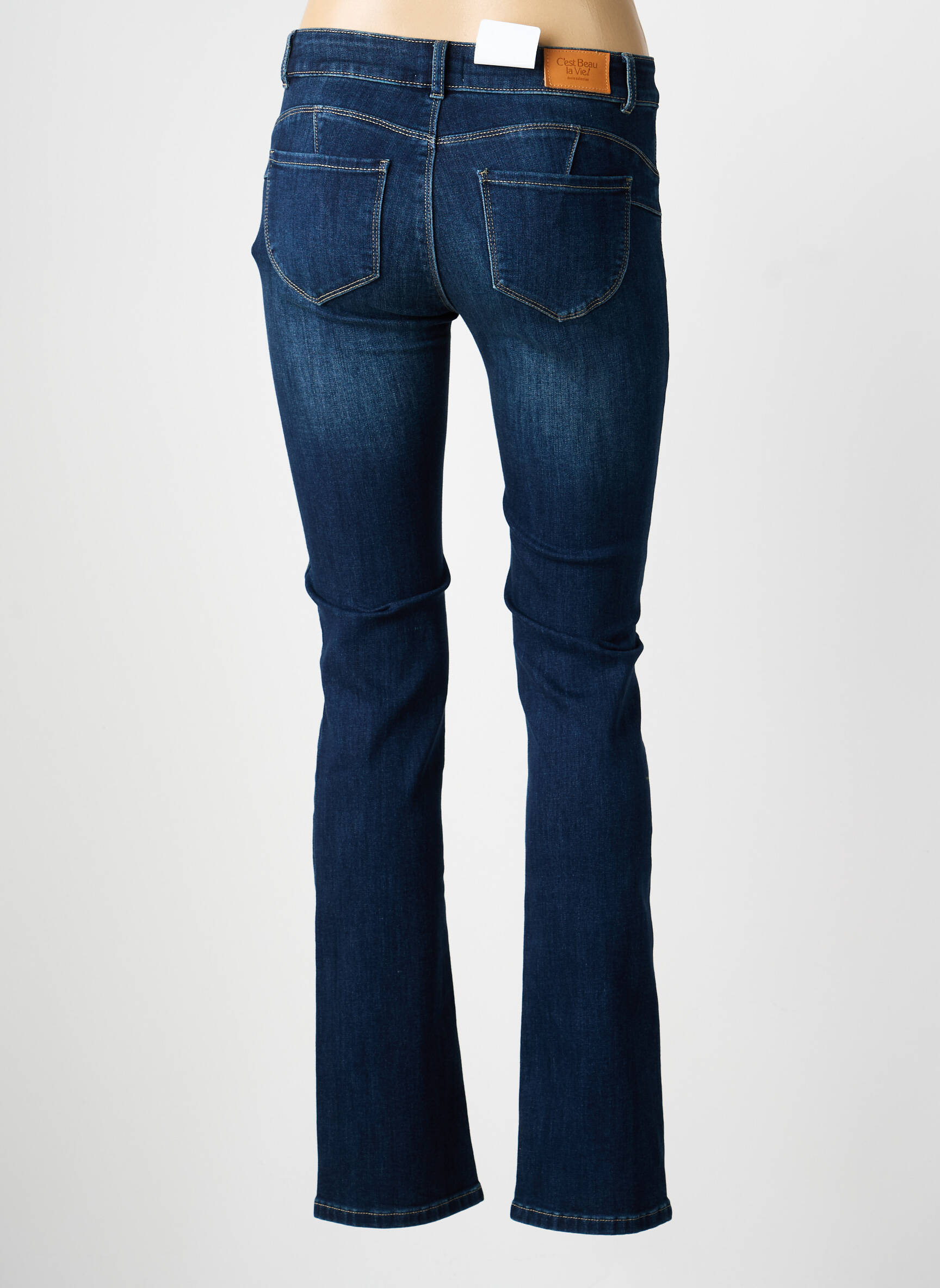 Jeans coupe slim tissage brut taille normale bleu C'EST BEAU LA VIE femme