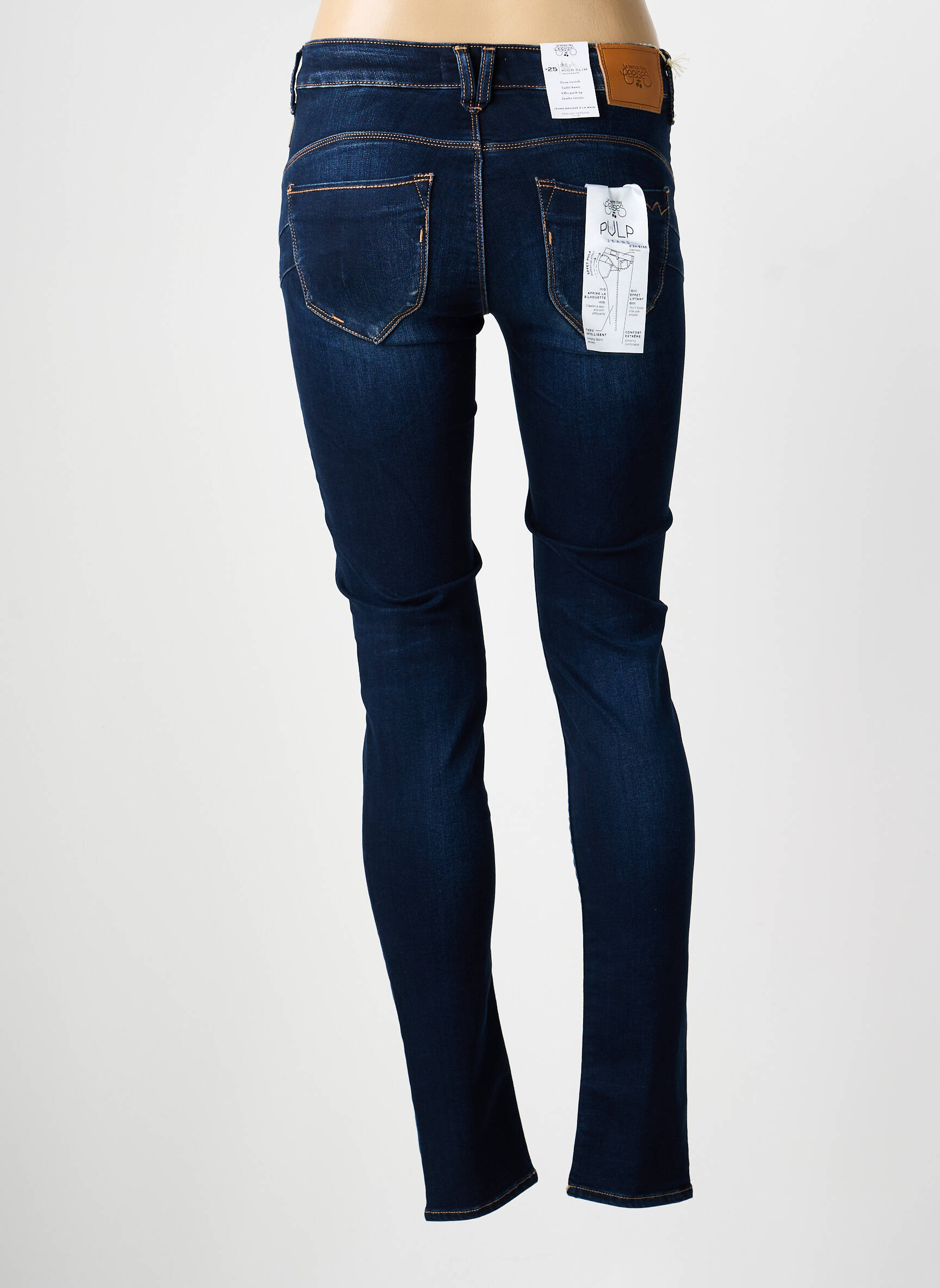 Jeans skinny tissage brut taille normale bleu LE TEMPS DES CERISES femme