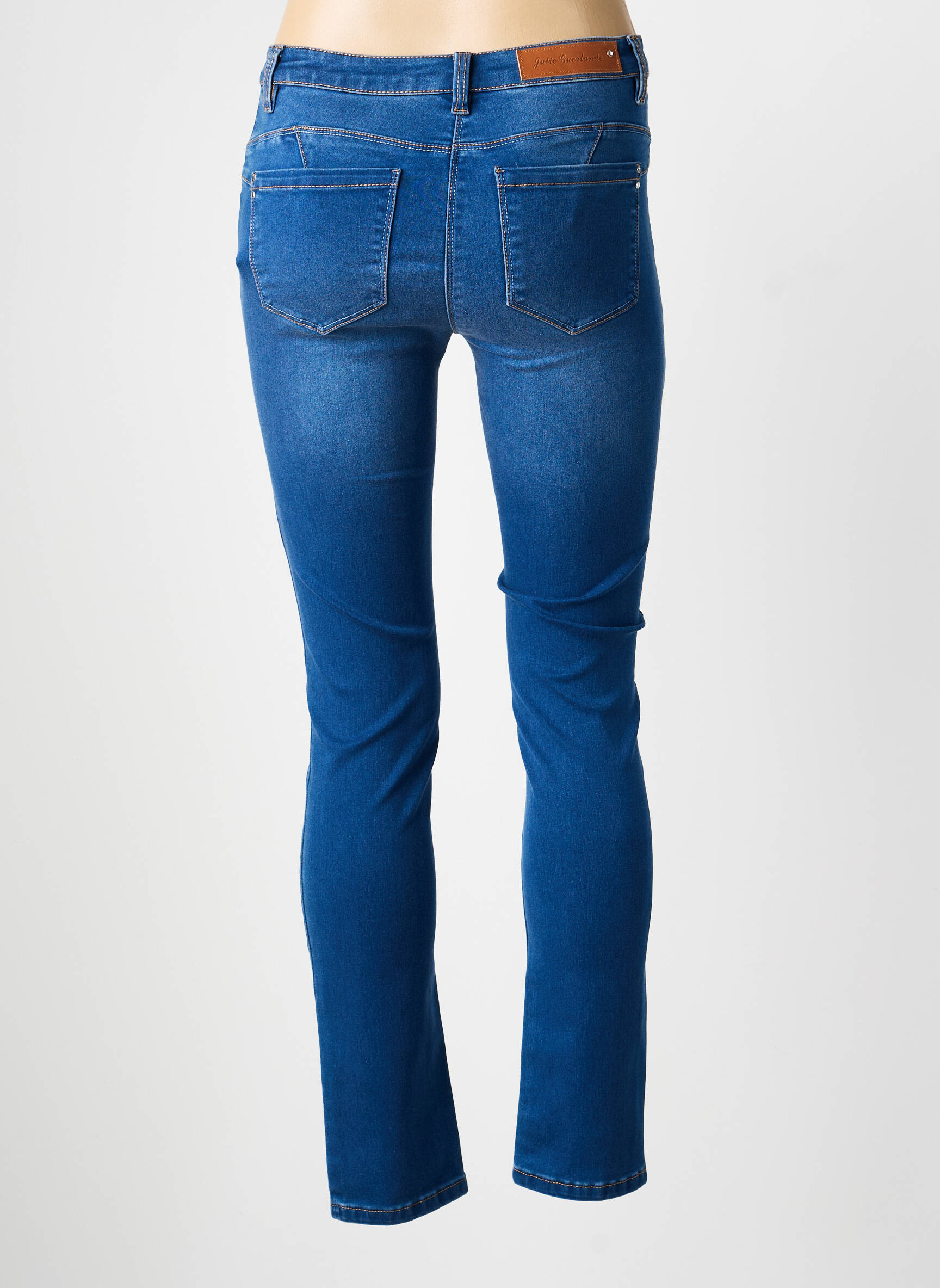 Jeans coupe slim tissage brut taille normale bleu JULIE GUERLANDE femme