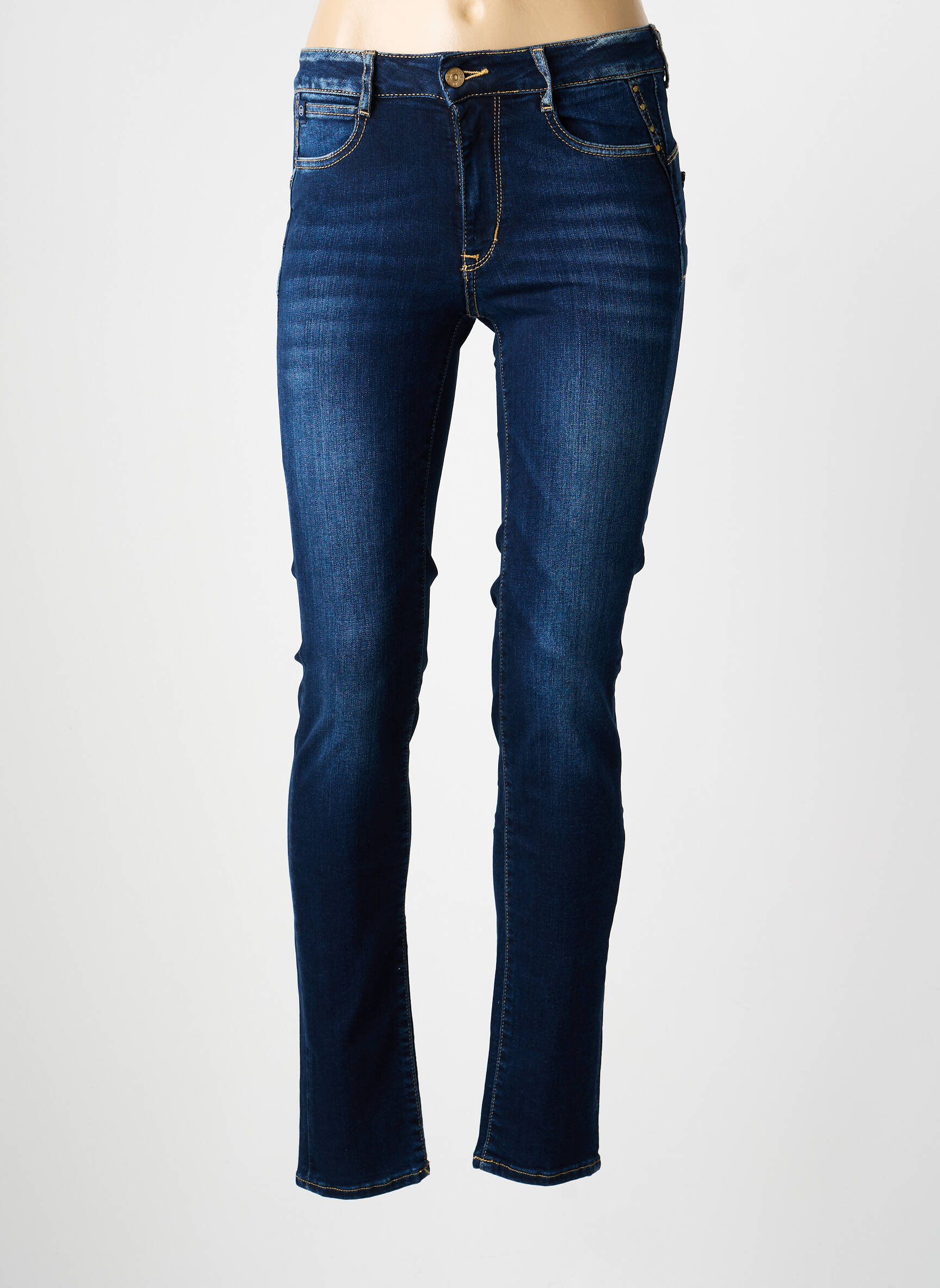 Jeans skinny tissage brut taille normale bleu LE TEMPS DES CERISES femme