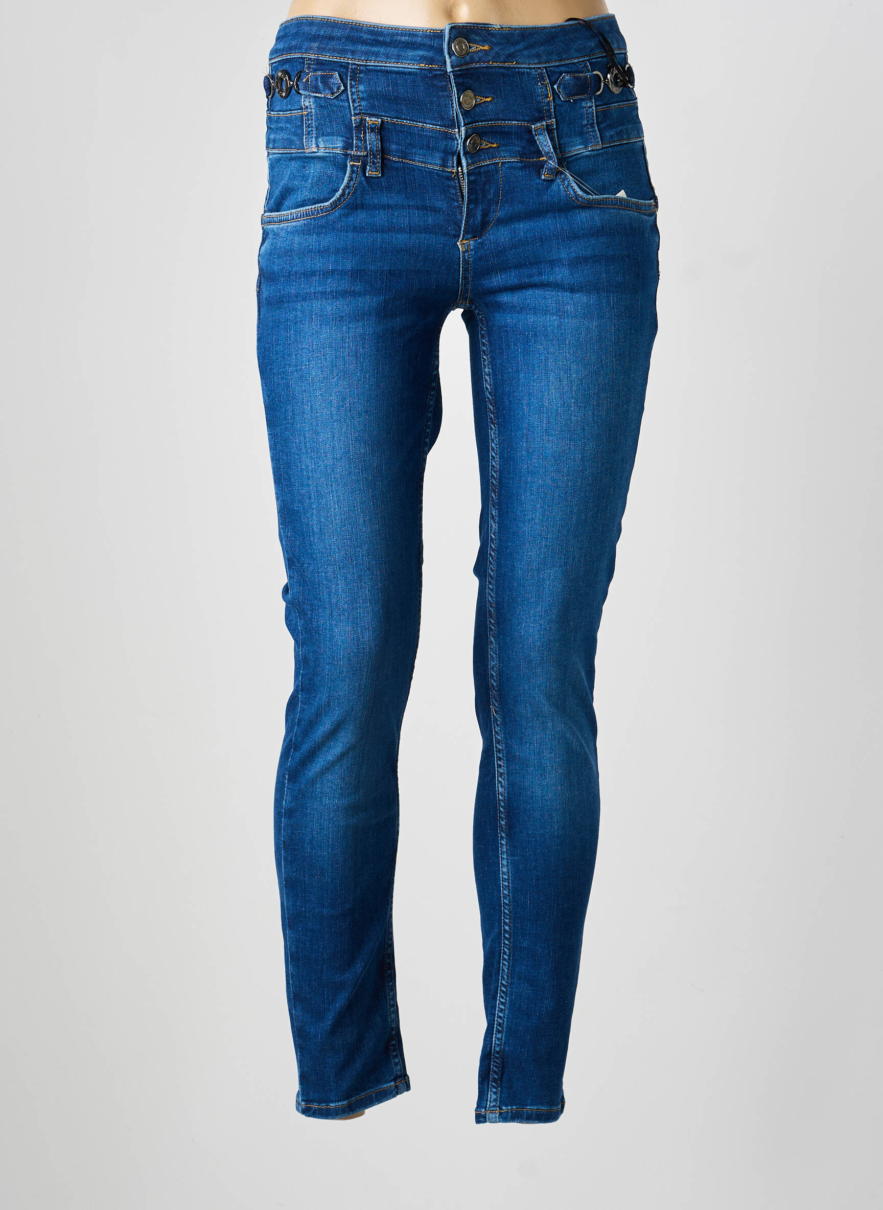 Jeans skinny tissage brut taille haute bleu LIU JO femme