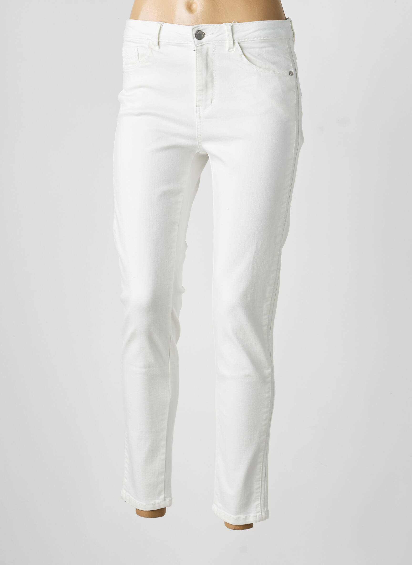 Jeans coupe slim tissage brut taille normale blanc C'EST BEAU LA VIE femme