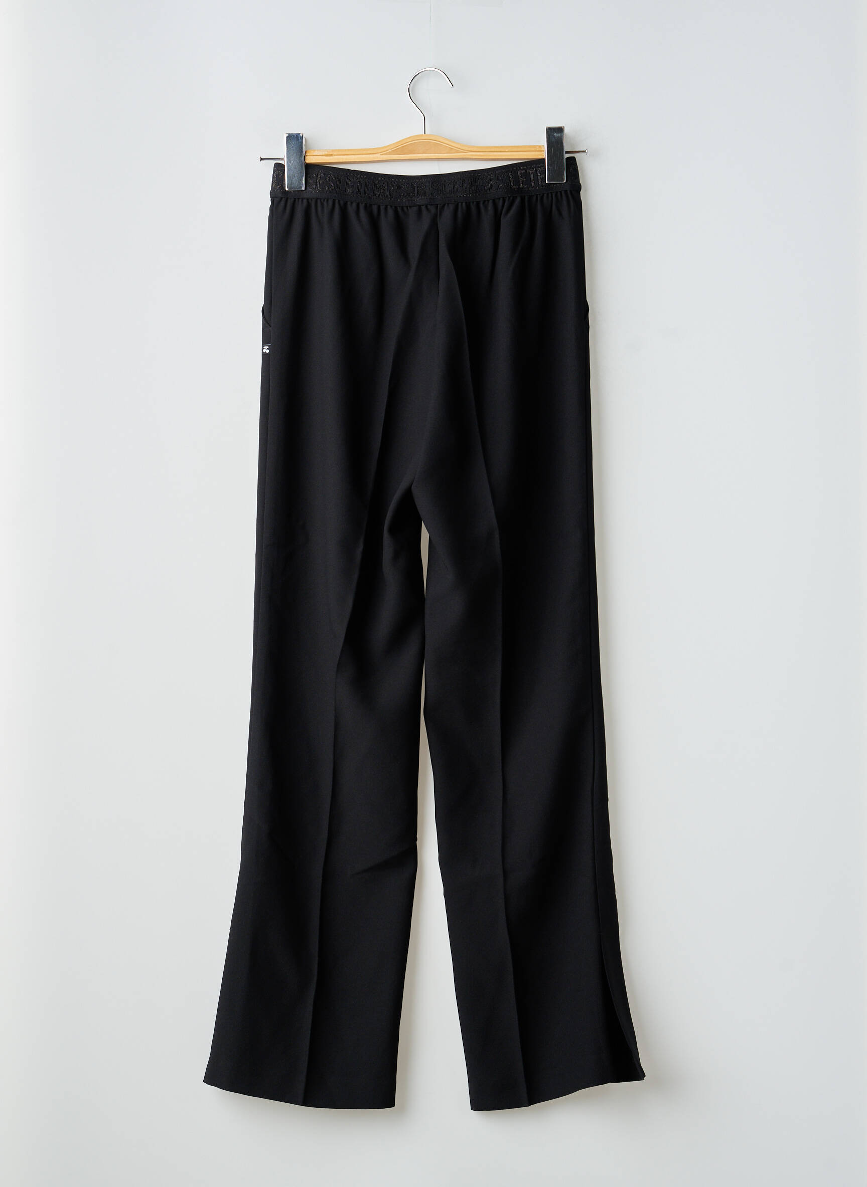Pantalon droit tissage crêpe taille normale noir LE TEMPS DES CERISES femme