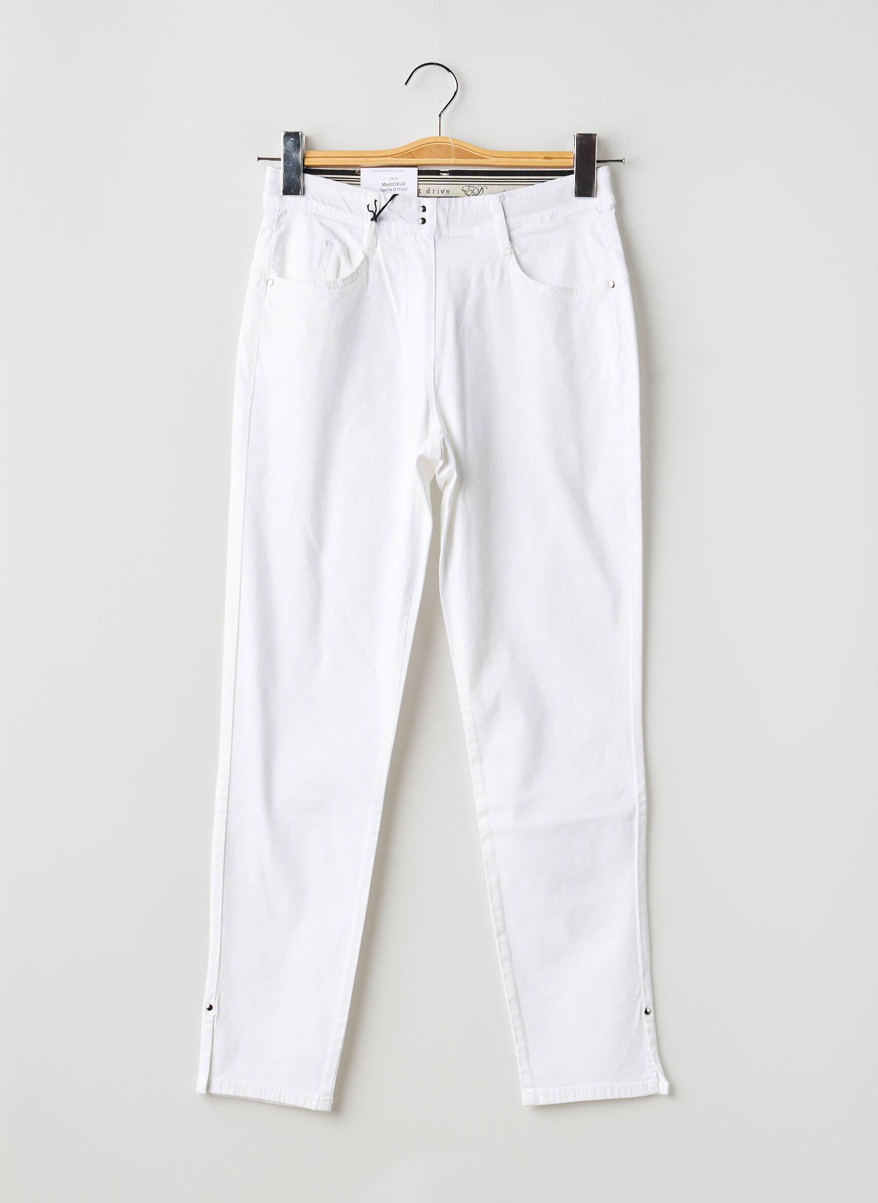 Pantalon slim stretch taille normale blanc EAST DRIVE femme
