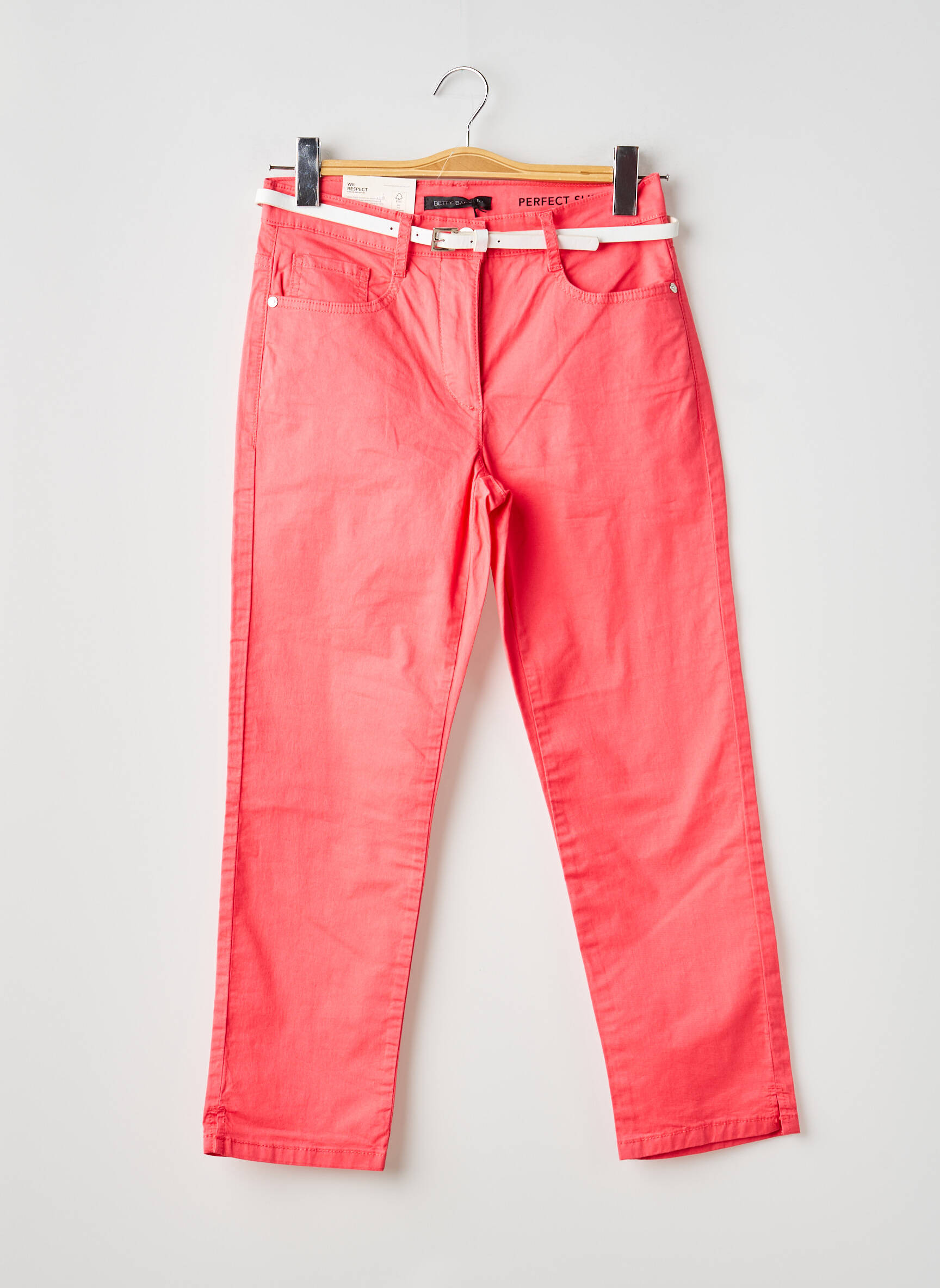 Pantalon 7/8 fermeture zippée sous rabat boutonné taille normale rose BETTY BARCLAY femme
