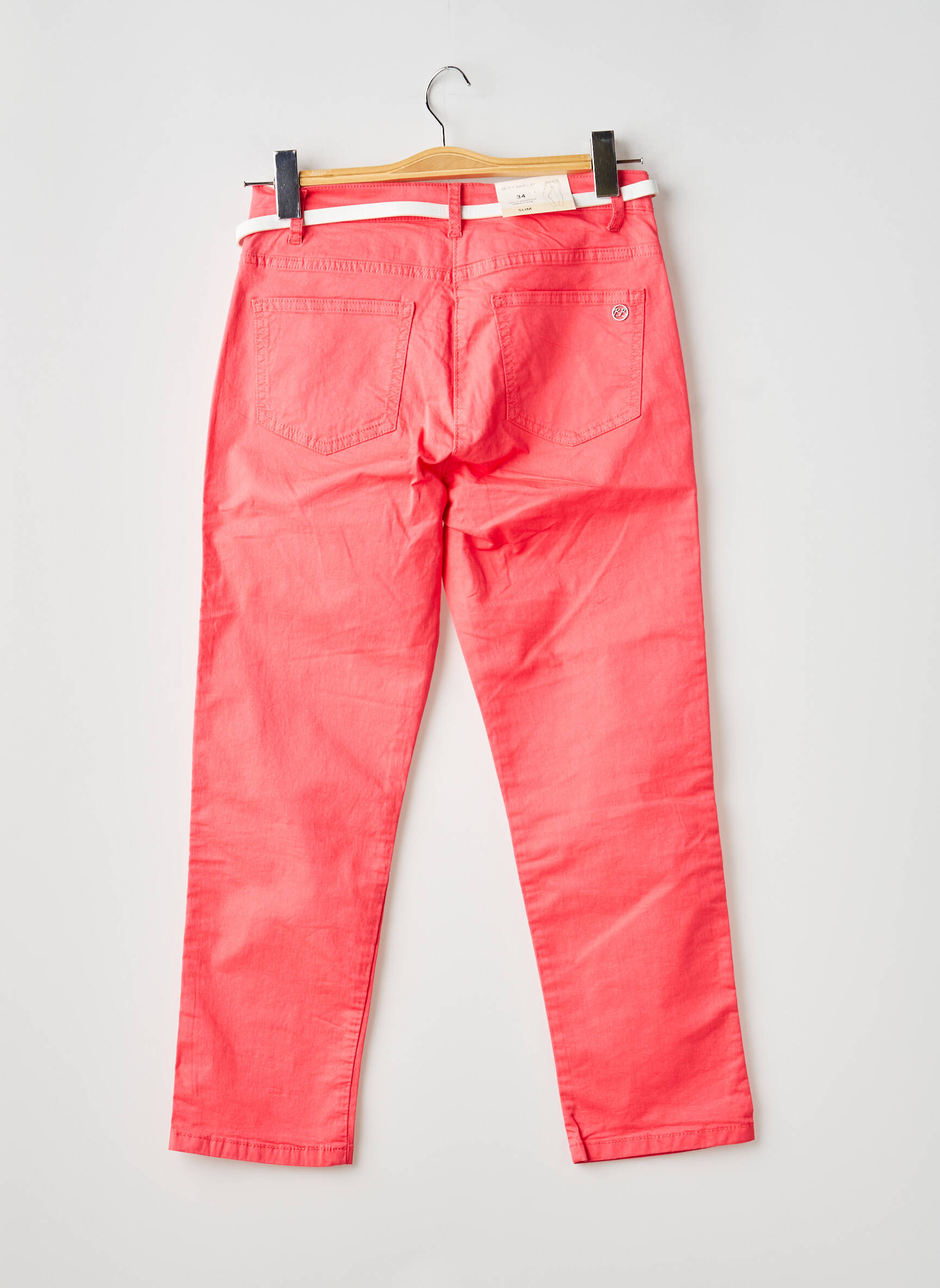 Pantalon 7/8 fermeture zippée sous rabat boutonné taille normale rose BETTY BARCLAY femme