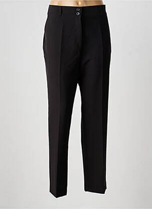 Pantalon droit tissage crêpe taille haute noir LAUREN VIDAL femme