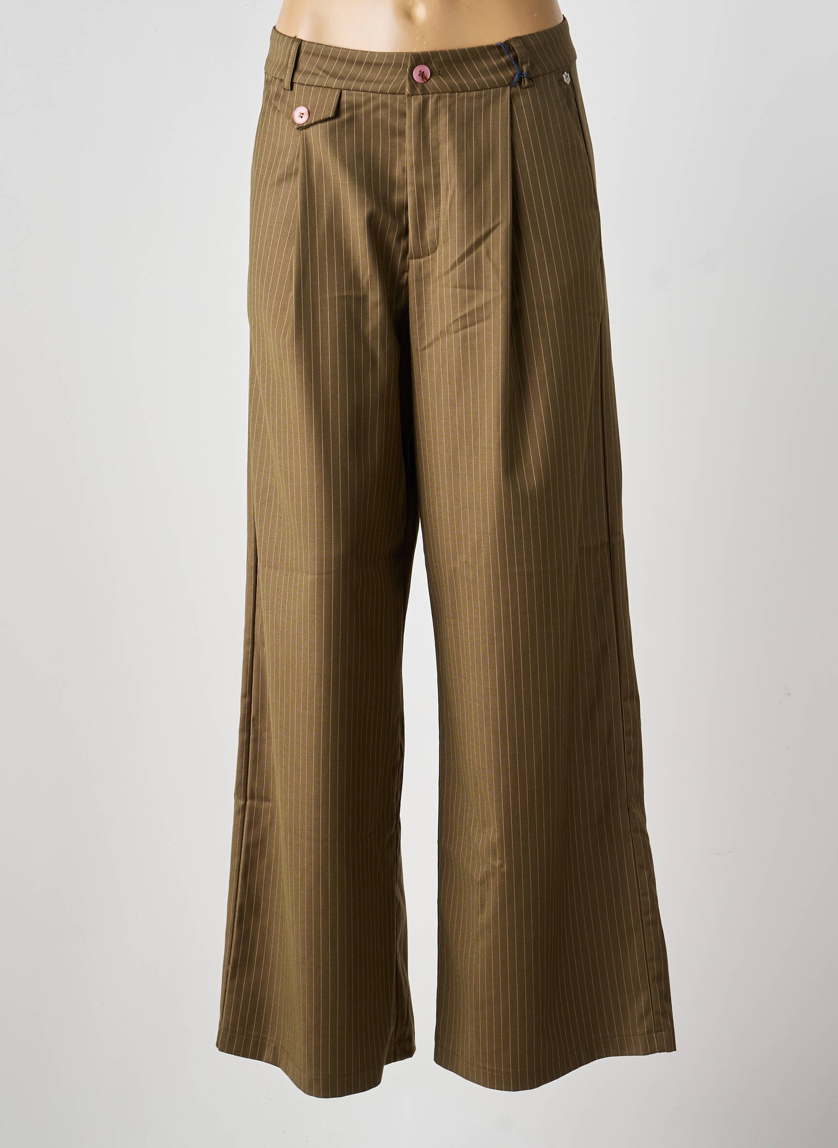 Pantalon large tissage popeline taille normale vert FREEMAN T.PORTER femme