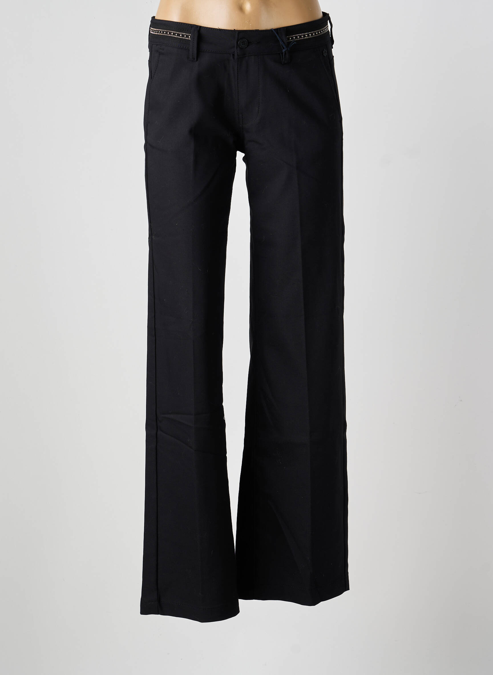 Pantalon flare taille à pinces taille haute noir FREEMAN T.PORTER femme