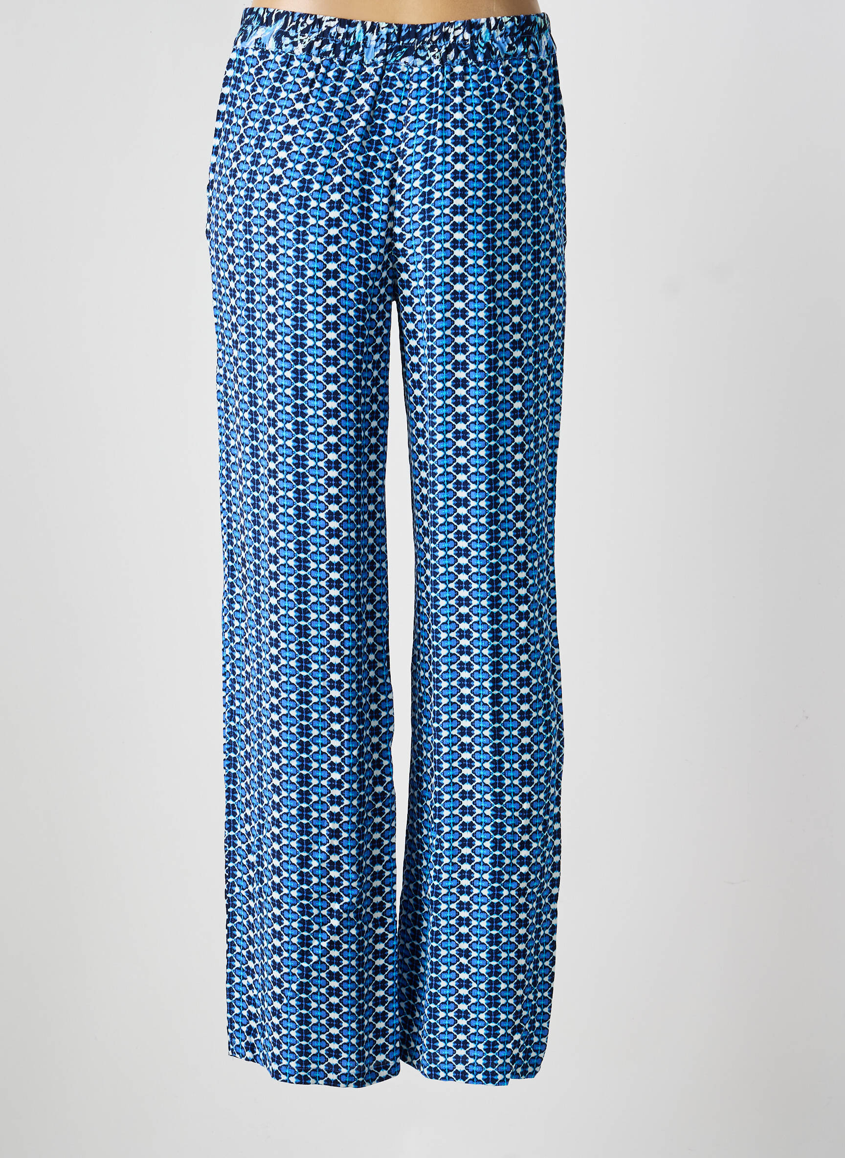 Pantalon droit tissage crêpe taille normale bleu OLSEN femme