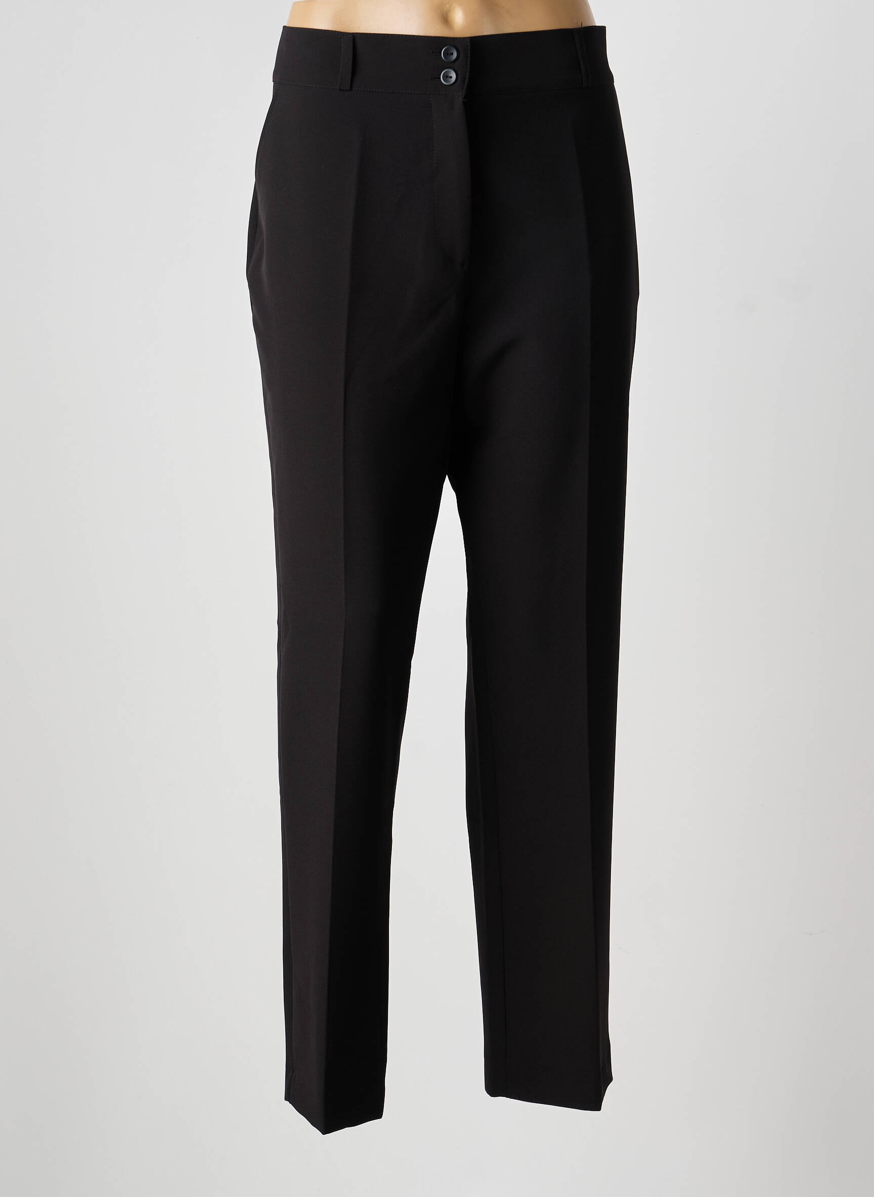Pantalon droit tissage crêpe taille haute noir LAUREN VIDAL femme