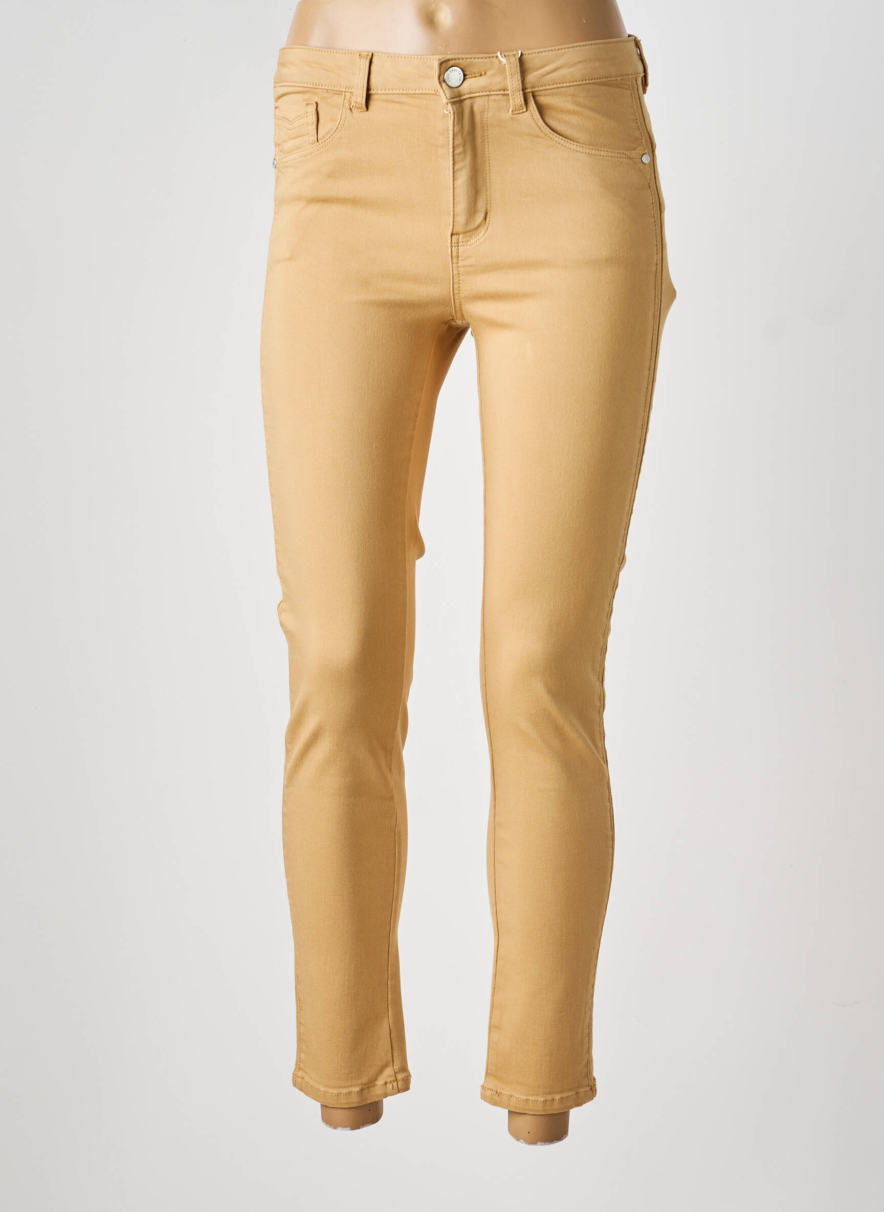 Jeans coupe slim stretch taille normale beige C'EST BEAU LA VIE femme