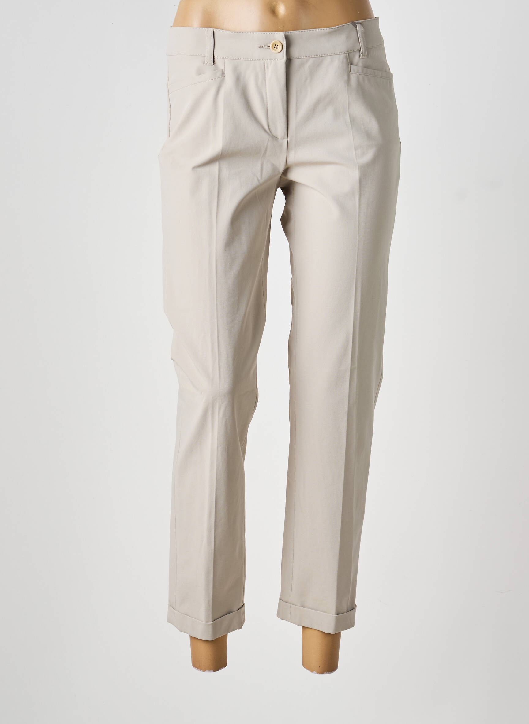 Pantalon 7/8 tissage popeline taille normale gris RAFFAELLO ROSSI femme