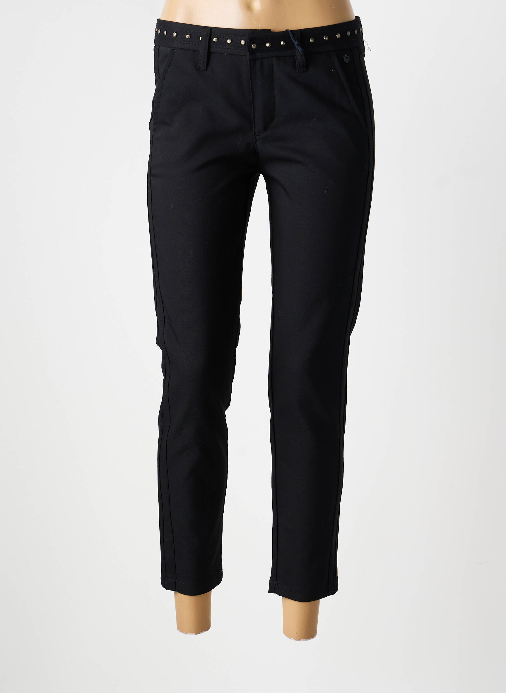 Pantalon chino tissage popeline taille normale noir FREEMAN T.PORTER femme
