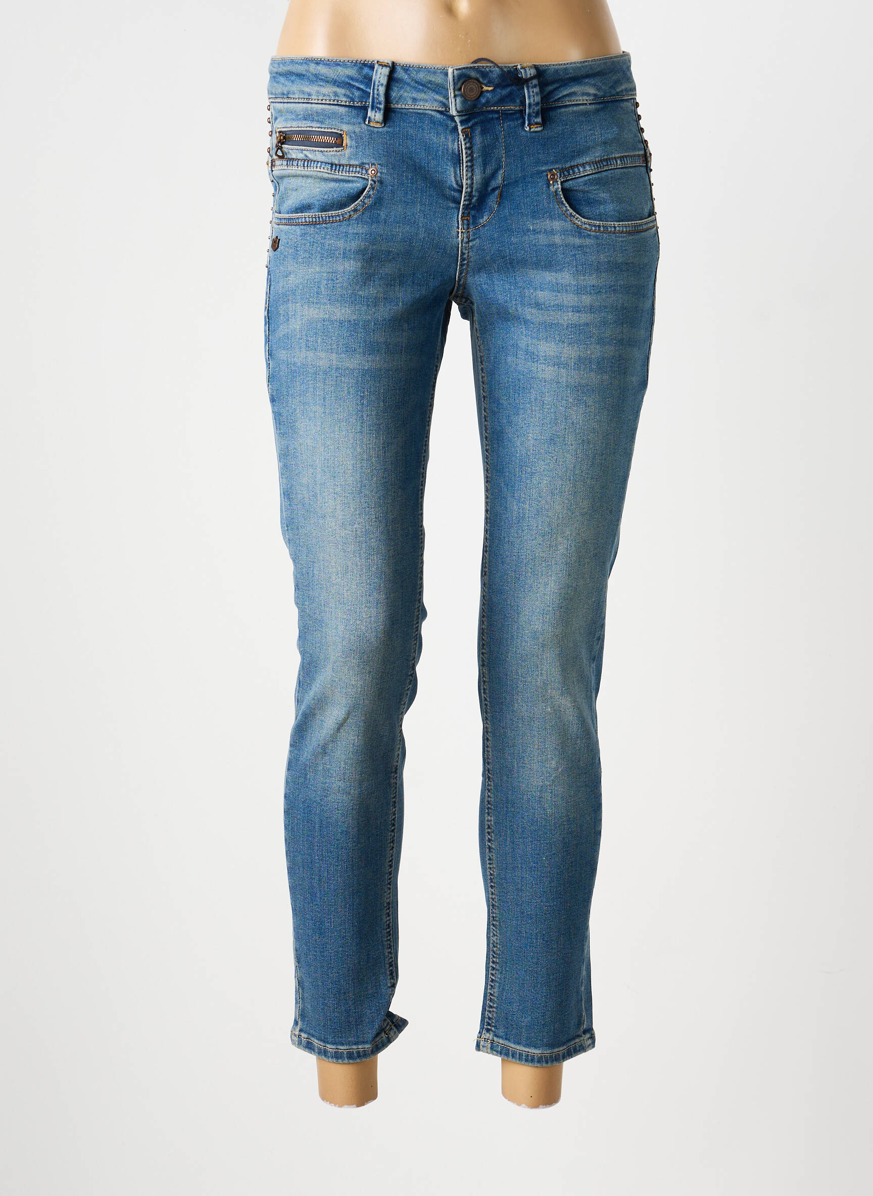 Jeans coupe slim taille basse taille basse bleu FREEMAN T.PORTER femme