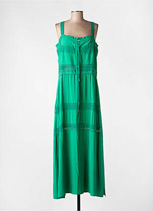 Robe longue coupe cintrée fines bretelles vert FREEMAN T.PORTER femme