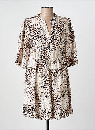Robe courte manches 3/4 manches 3/4 beige FREEMAN T.PORTER femme