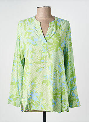 Blouse tissage popeline manches longues vert OLSEN femme