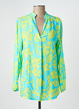 Blouse tissage popeline manches longues bleu HAJO femme