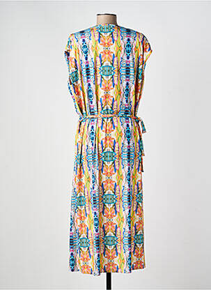 Robe mi-longue imprimé fantaisie manches courtes bleu TINTA STYLE femme