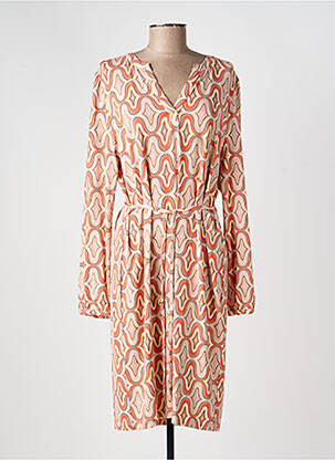 Robe mi-longue imprimé fantaisie manches longues rose ESQUALO femme