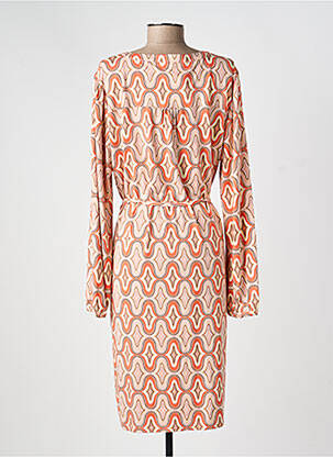 Robe mi-longue imprimé fantaisie manches longues rose ESQUALO femme