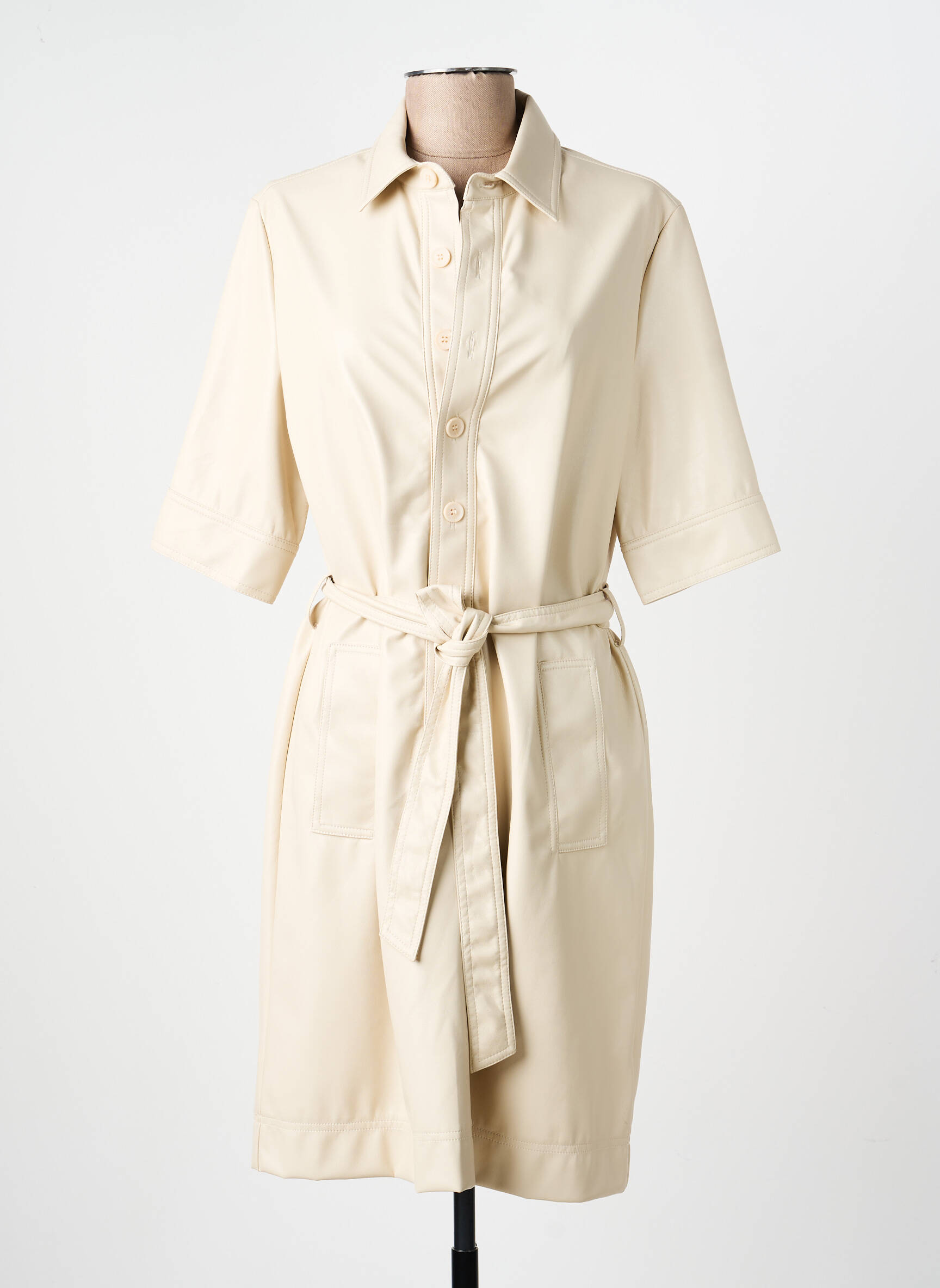 Robe courte manches courtes manches courtes beige ESQUALO femme