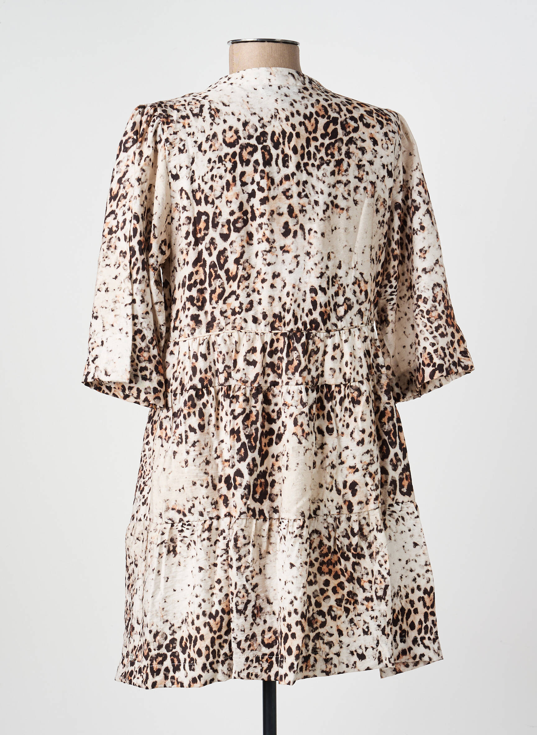 Robe courte manches 3/4 manches 3/4 beige FREEMAN T.PORTER femme