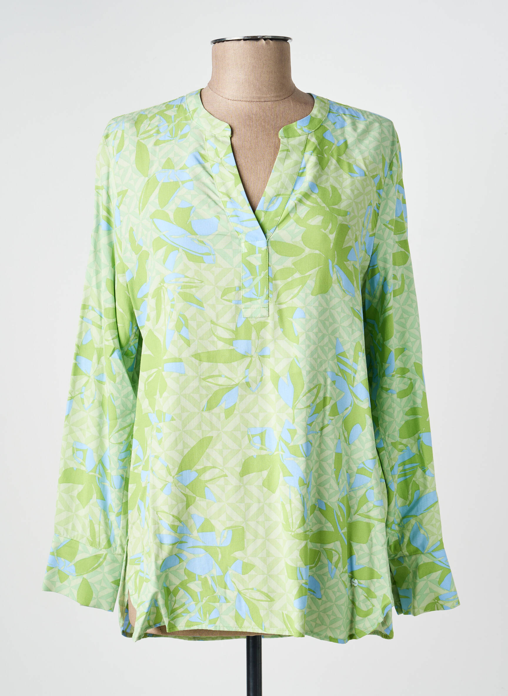 Blouse poignets boutonnés avec fente manches longues vert OLSEN femme