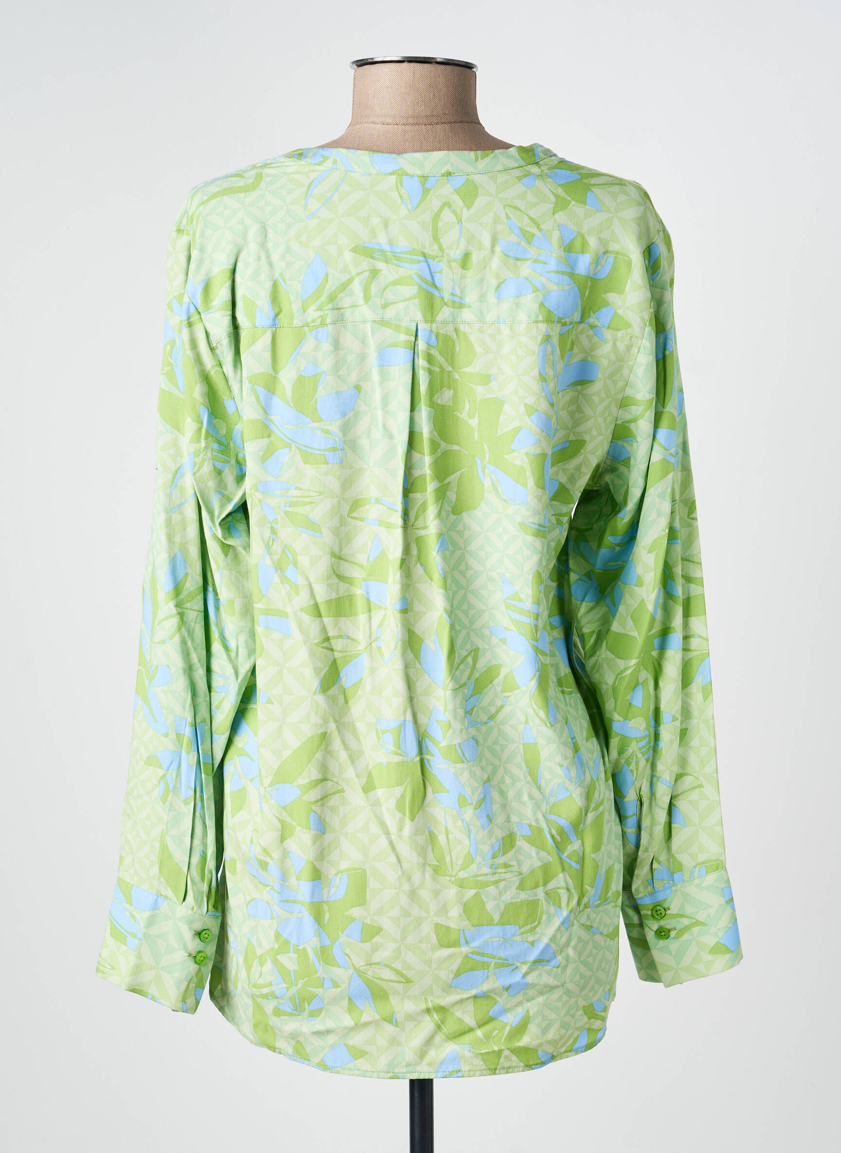 Blouse poignets boutonnés avec fente manches longues vert OLSEN femme