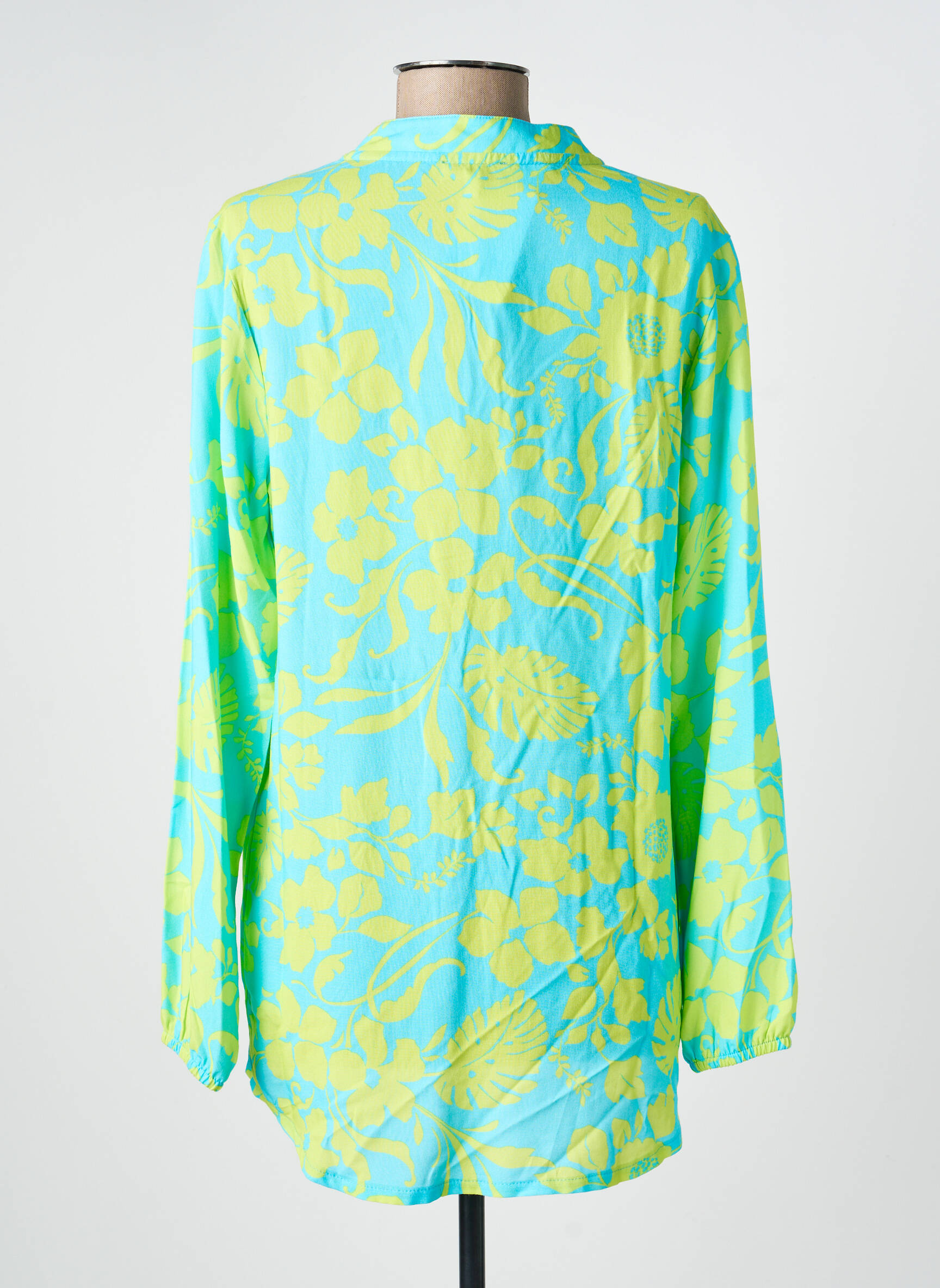 Blouse imprimé fantaisie manches longues bleu HAJO femme