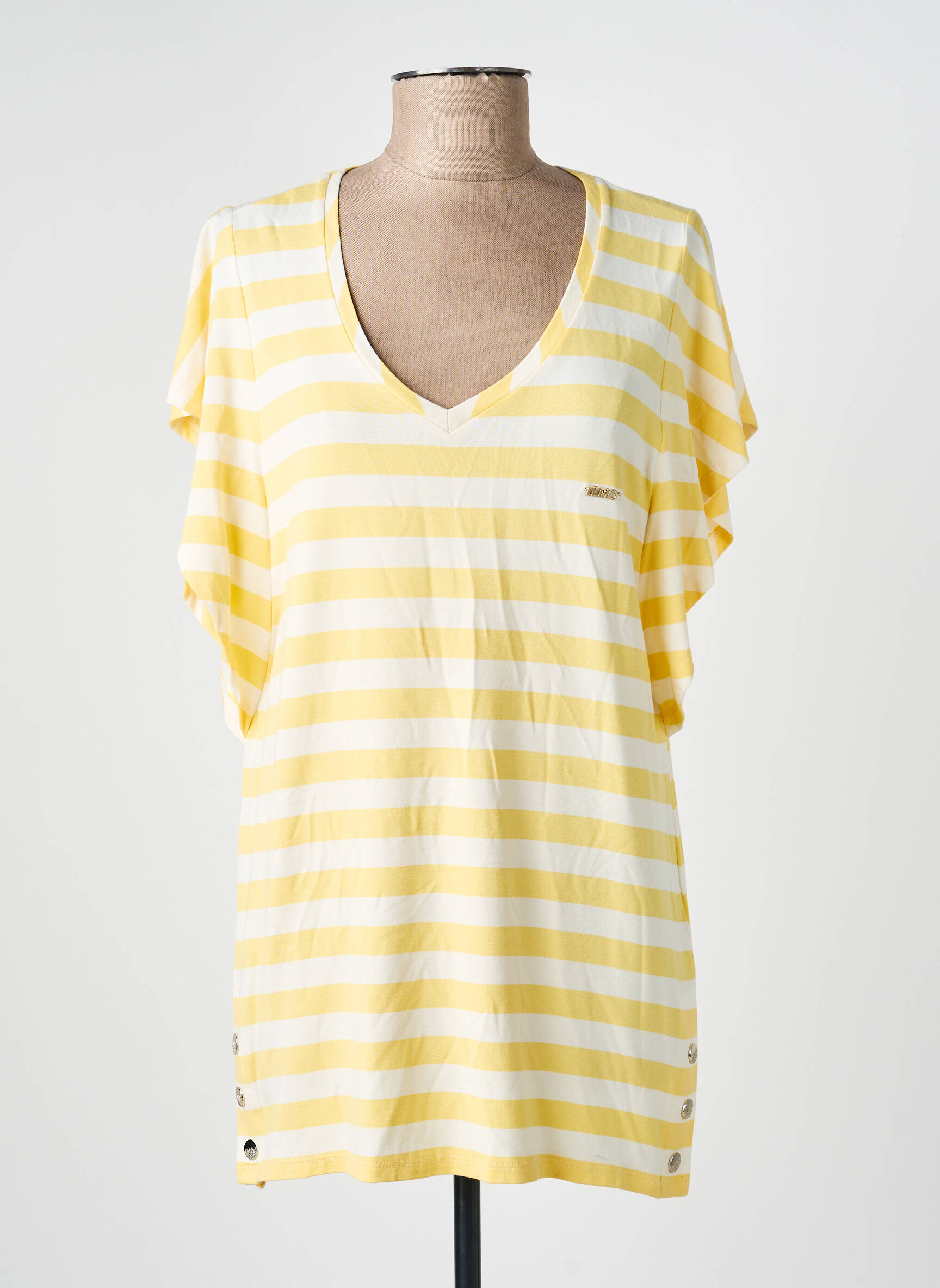 T-shirt col v manches courtes jaune LIU JO femme