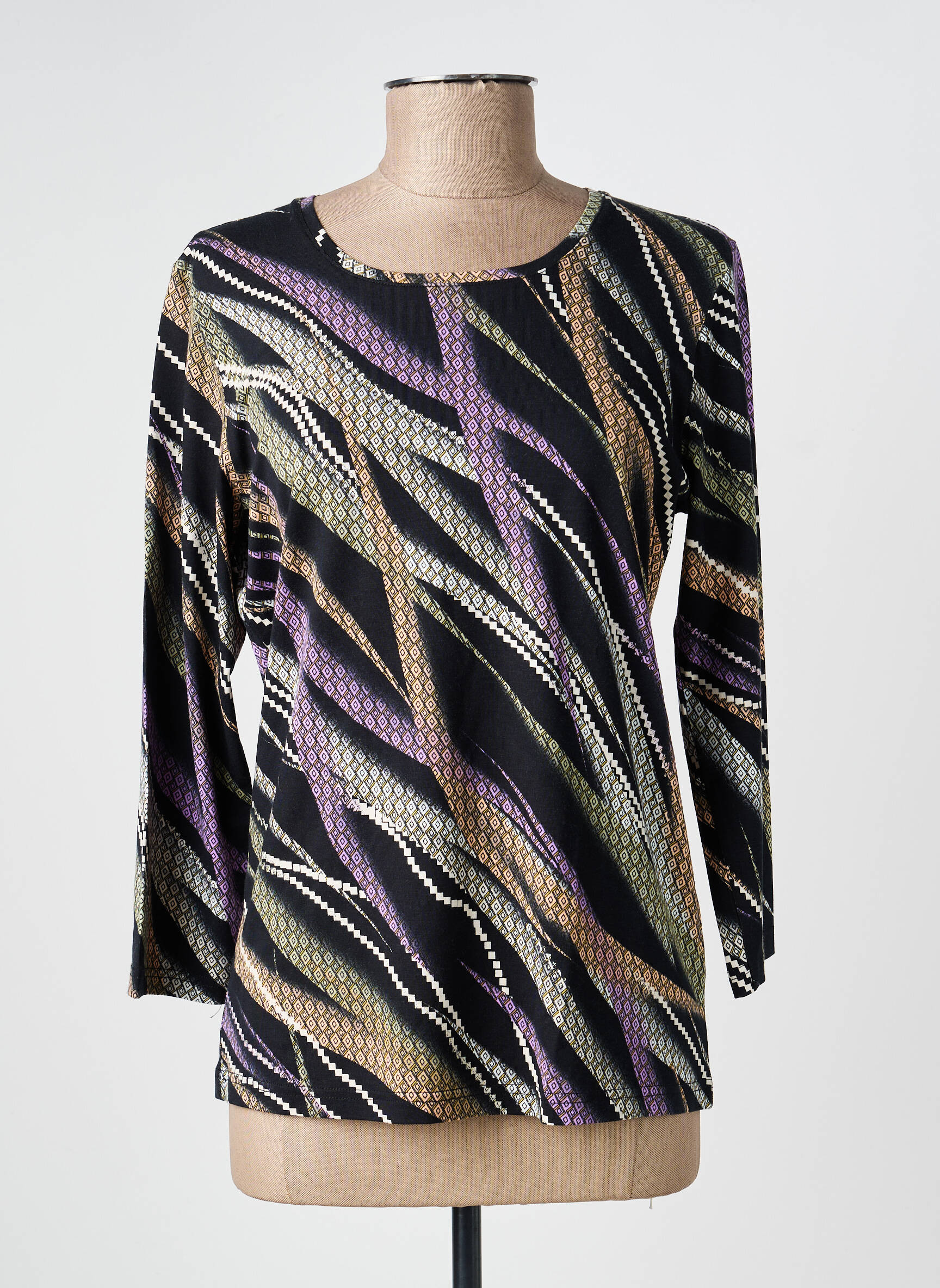 T-shirt manches 3/4 manches 3/4 noir HAJO femme