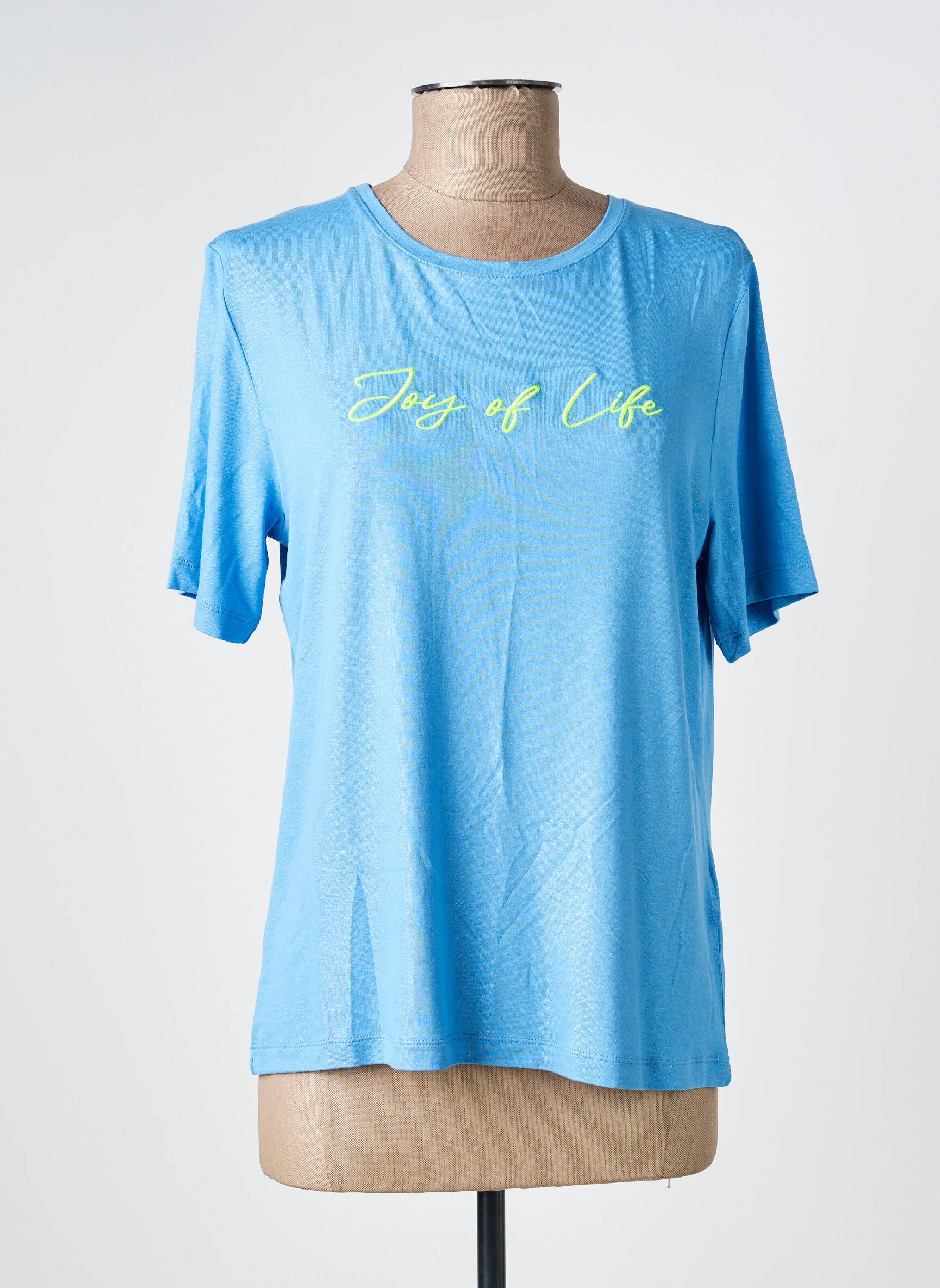 T-shirt stretch manches courtes bleu JOY OF LIFE femme