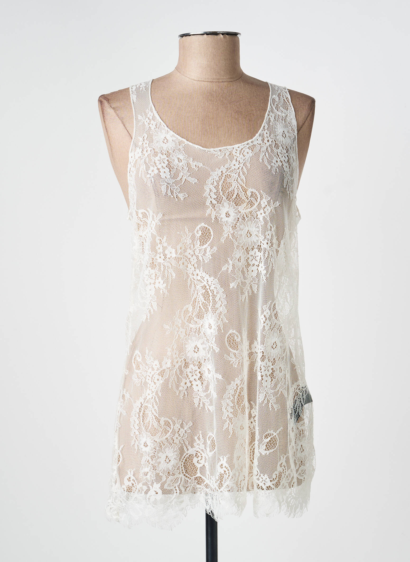 Top sans manche sans manche beige LAUREN VIDAL femme