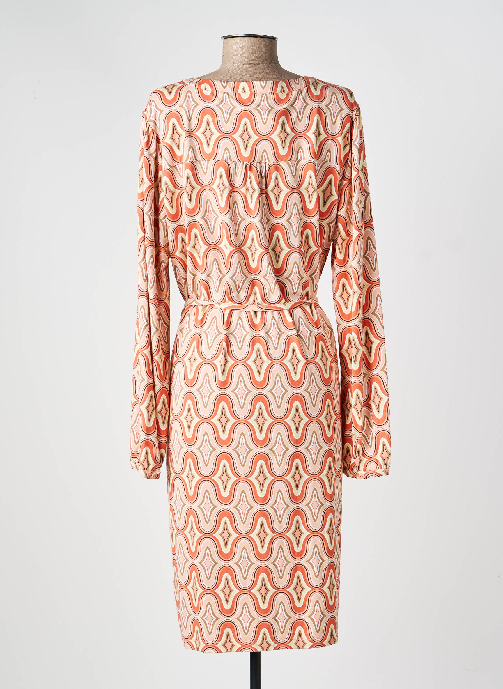 Robe mi-longue imprimé fantaisie manches longues rose ESQUALO femme