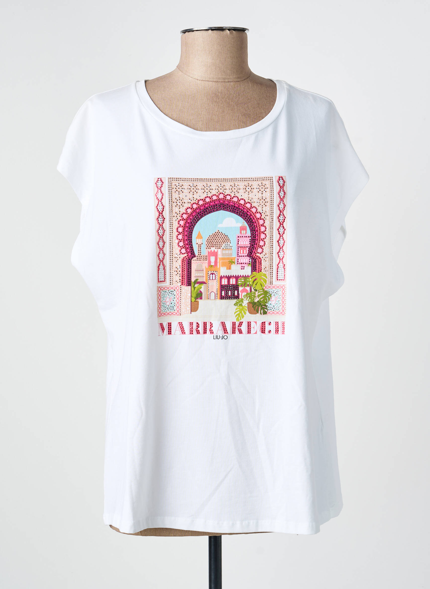 T-shirt coupe droite manches courtes blanc LIU JO femme